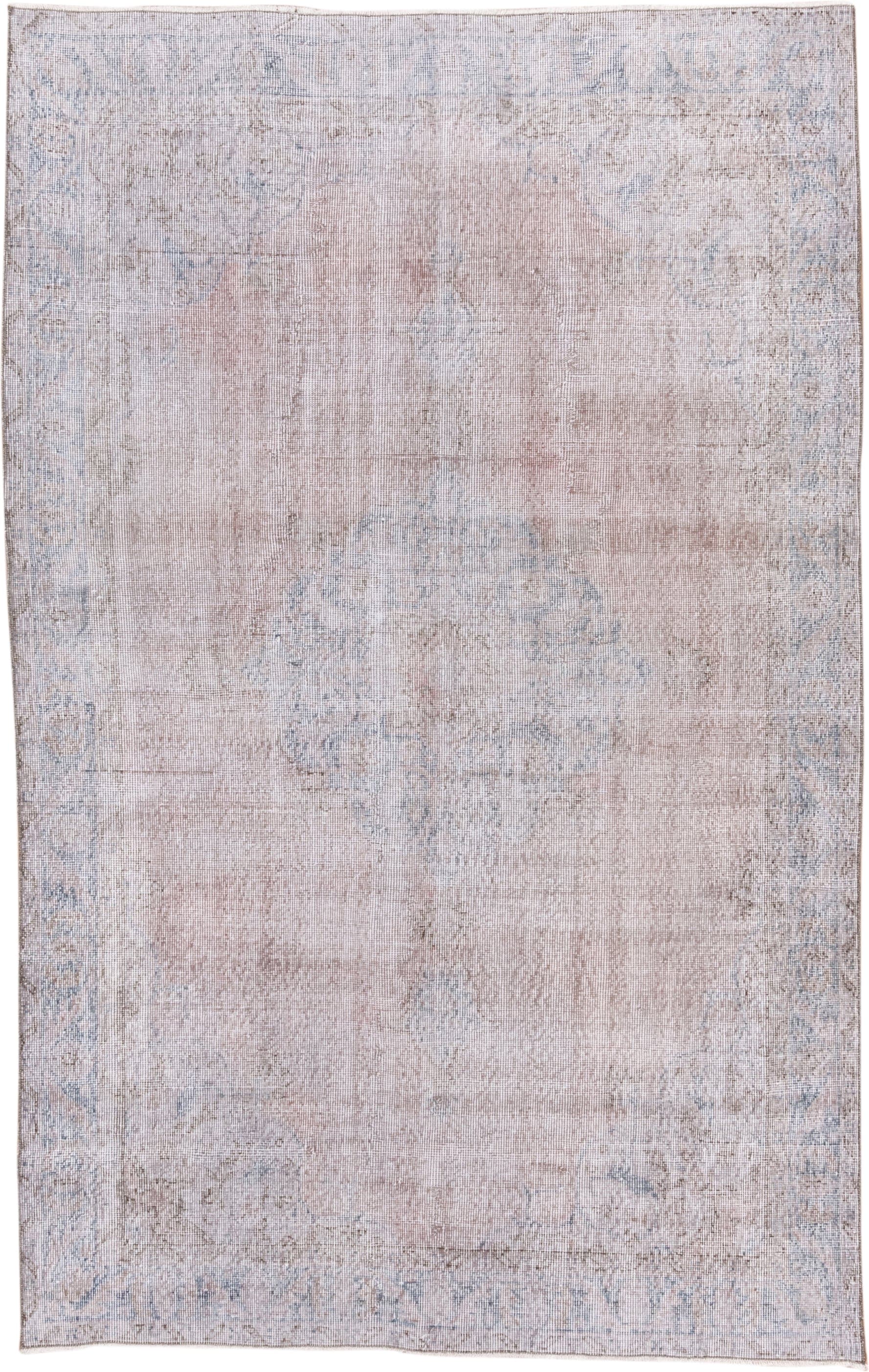 5' x 8' one-of-a-kind handmade antique Sparta medium size rug. Color palette: blush, ivory, pale blue, taupe, cream, pink