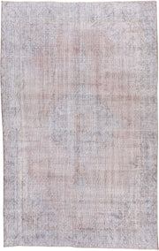 5' x 8' one-of-a-kind handmade antique Sparta medium size rug. Color palette: blush, ivory, pale blue, taupe, cream, pink