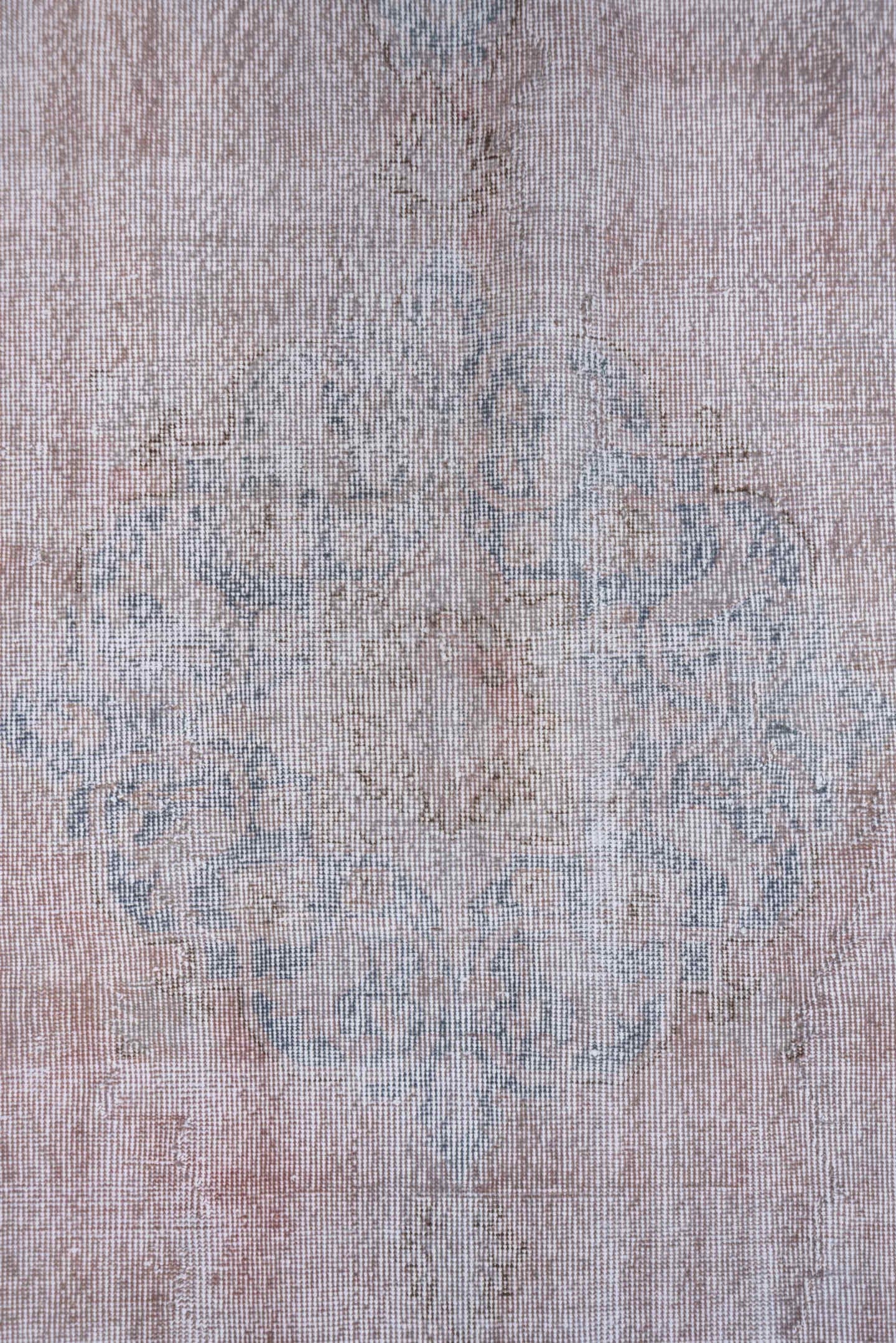 5' x 8' one-of-a-kind handmade antique Sparta medium size rug. Color palette: blush, ivory, pale blue, taupe, cream, pink
