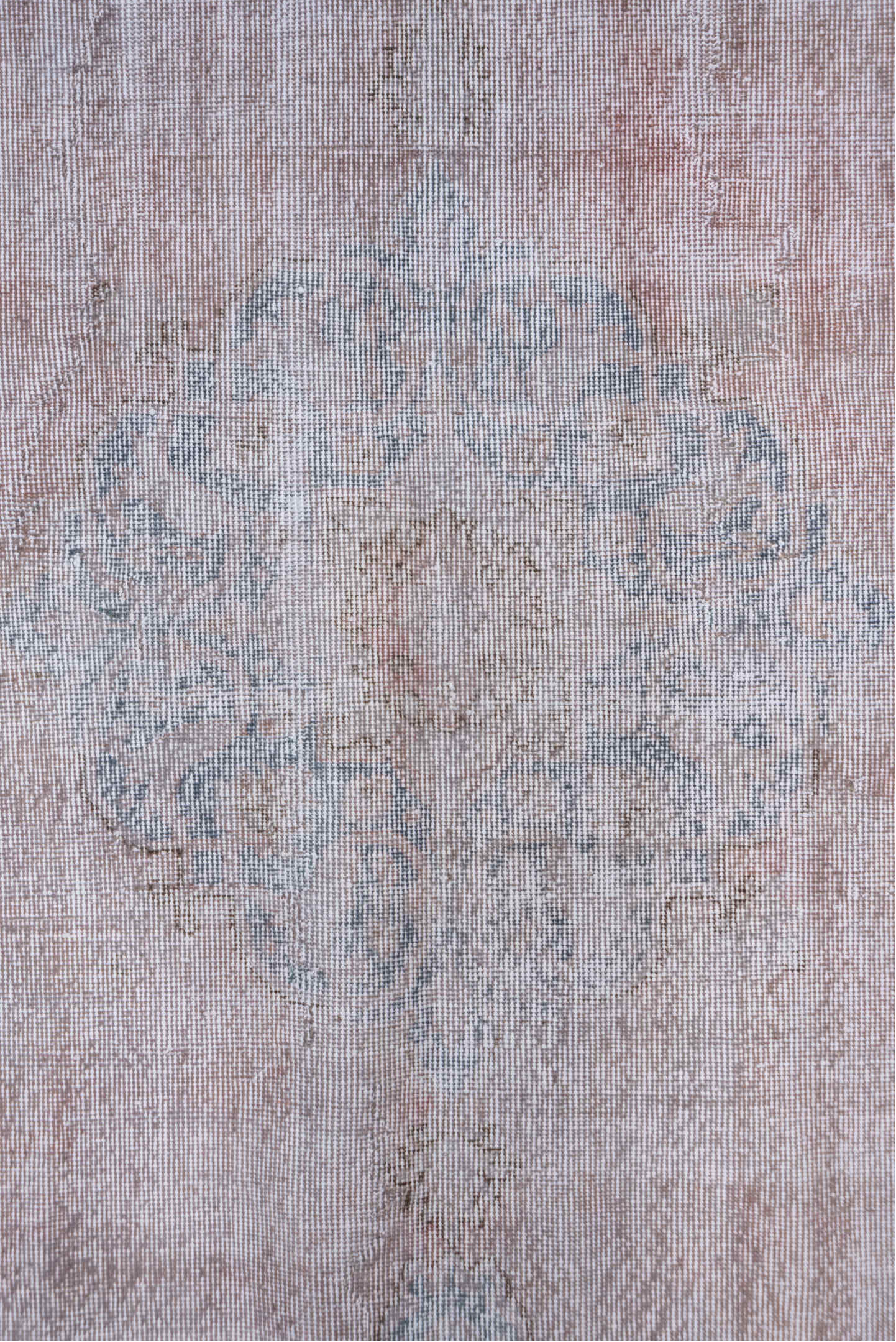 5' x 8' one-of-a-kind handmade antique Sparta medium size rug. Color palette: blush, ivory, pale blue, taupe, cream, pink