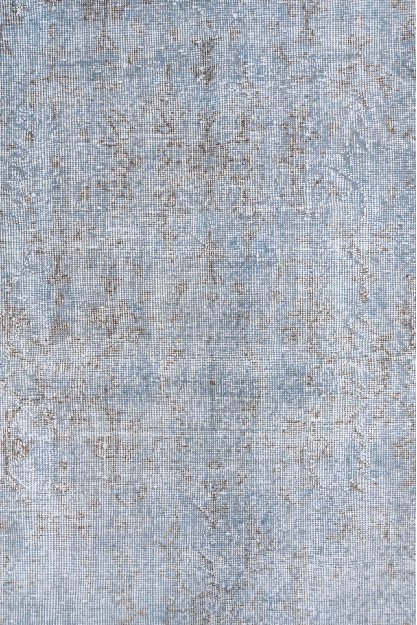 5' x 9' one-of-a-kind handmade antique Overdyed medium size rug. Color palette: pale blue, ivory, taupe, beige, light gray