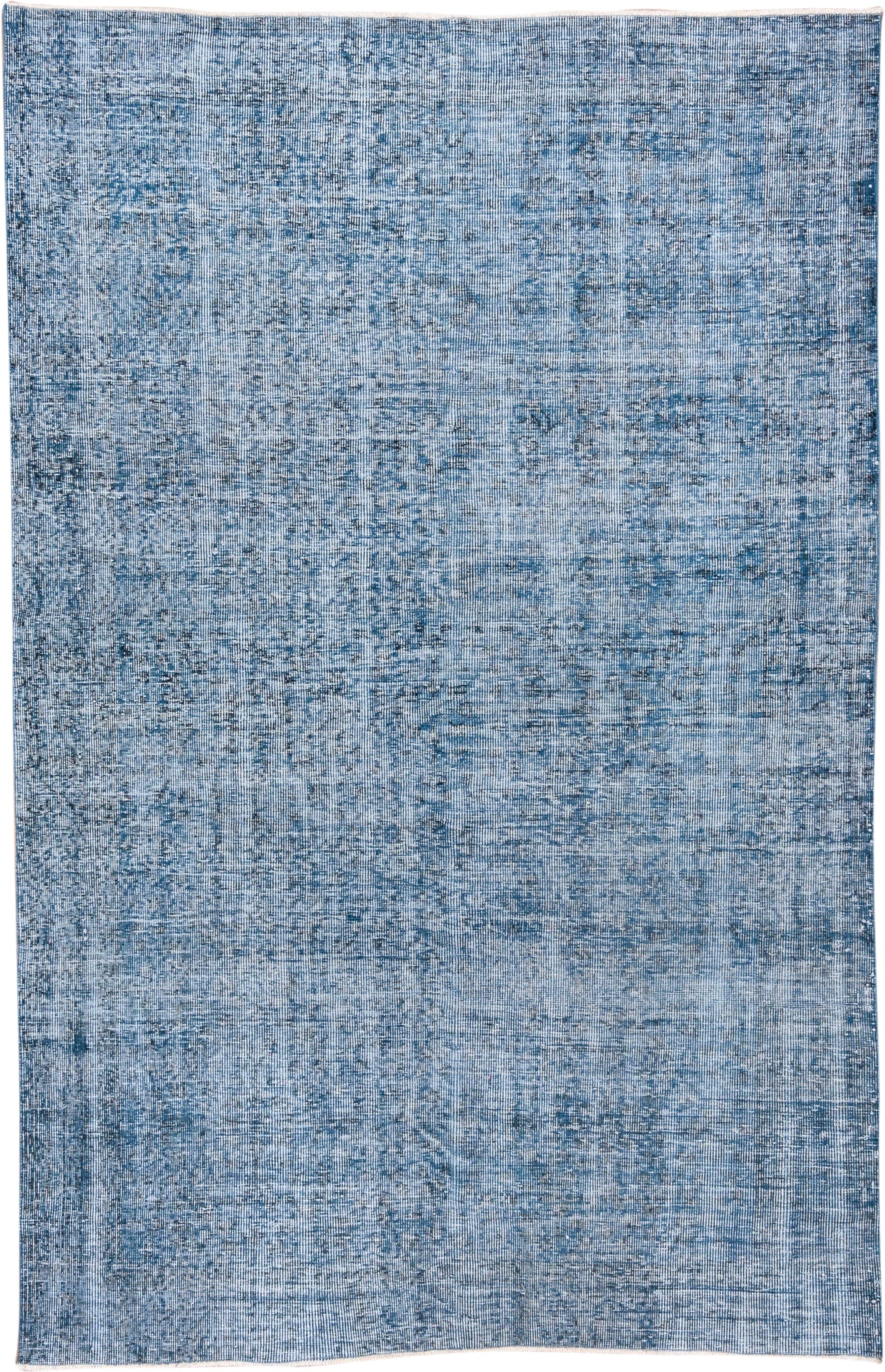 5' x 8' one-of-a-kind handmade antique Overdyed medium size rug. Color palette: sky blue, slate blue, ivory, light blue