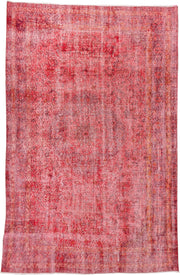5' x 8' one-of-a-kind handmade antique Overdyed medium size rug. Color palette: rose, crimson, pink, raspberry, blush