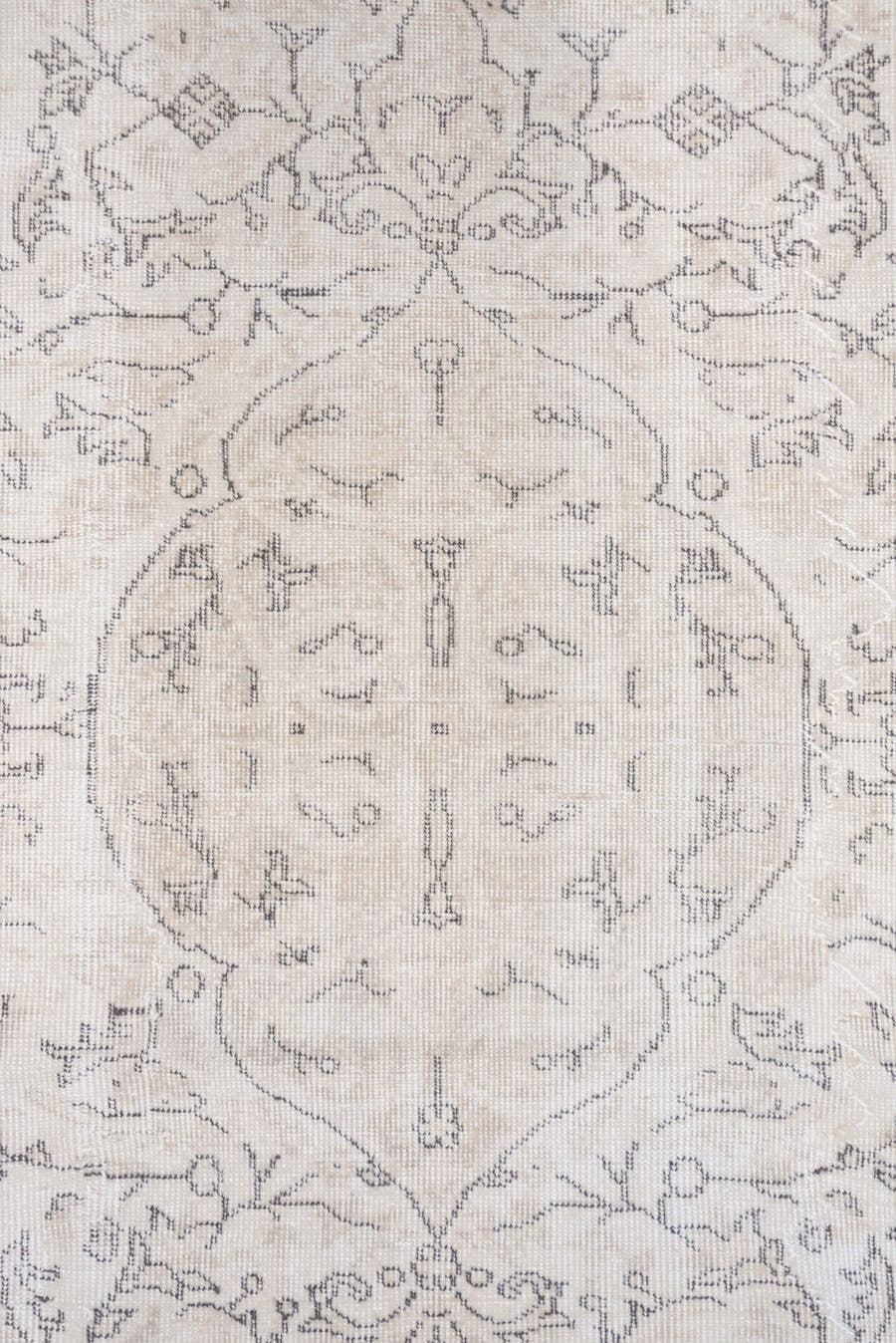 5' x 9' one-of-a-kind handmade antique Sparta medium size rug. Color palette: ivory, taupe, beige, cream, pale gray, gray