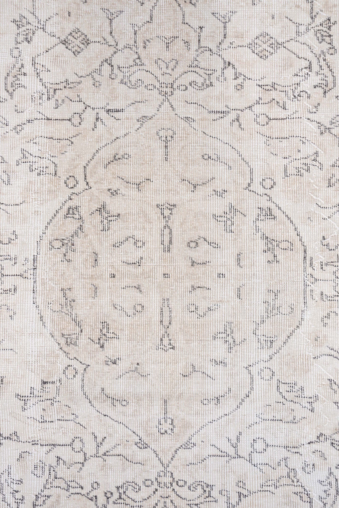 5' x 9' one-of-a-kind handmade antique Sparta medium size rug. Color palette: ivory, taupe, beige, cream, pale gray, gray
