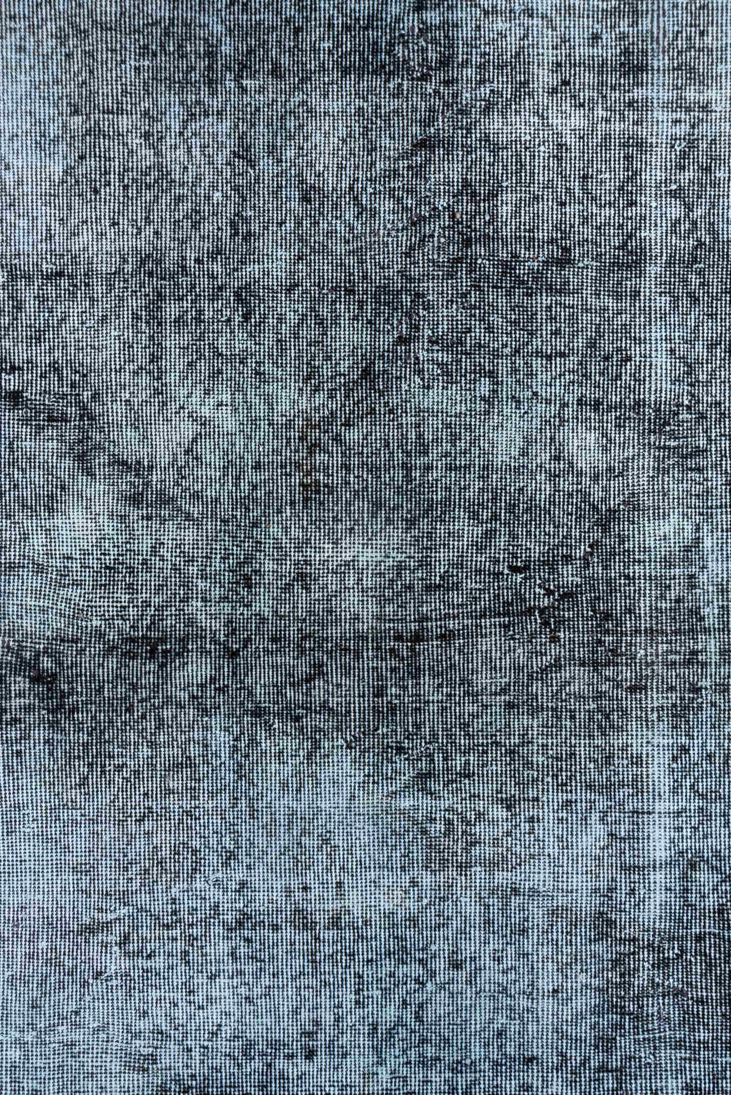 5' x 8' one-of-a-kind handmade antique Overdyed medium size rug. Color palette: silver, charcoal, slate, ivory, gray, black