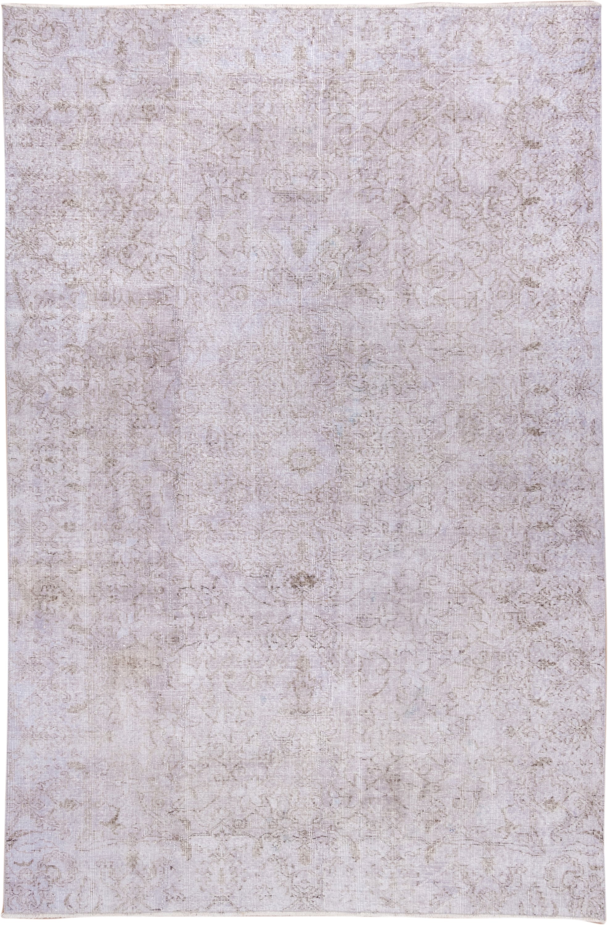 6' x 9' one-of-a-kind handmade antique Overdyed medium size rug. Color palette: ivory, blush, taupe, beige, pale lavender