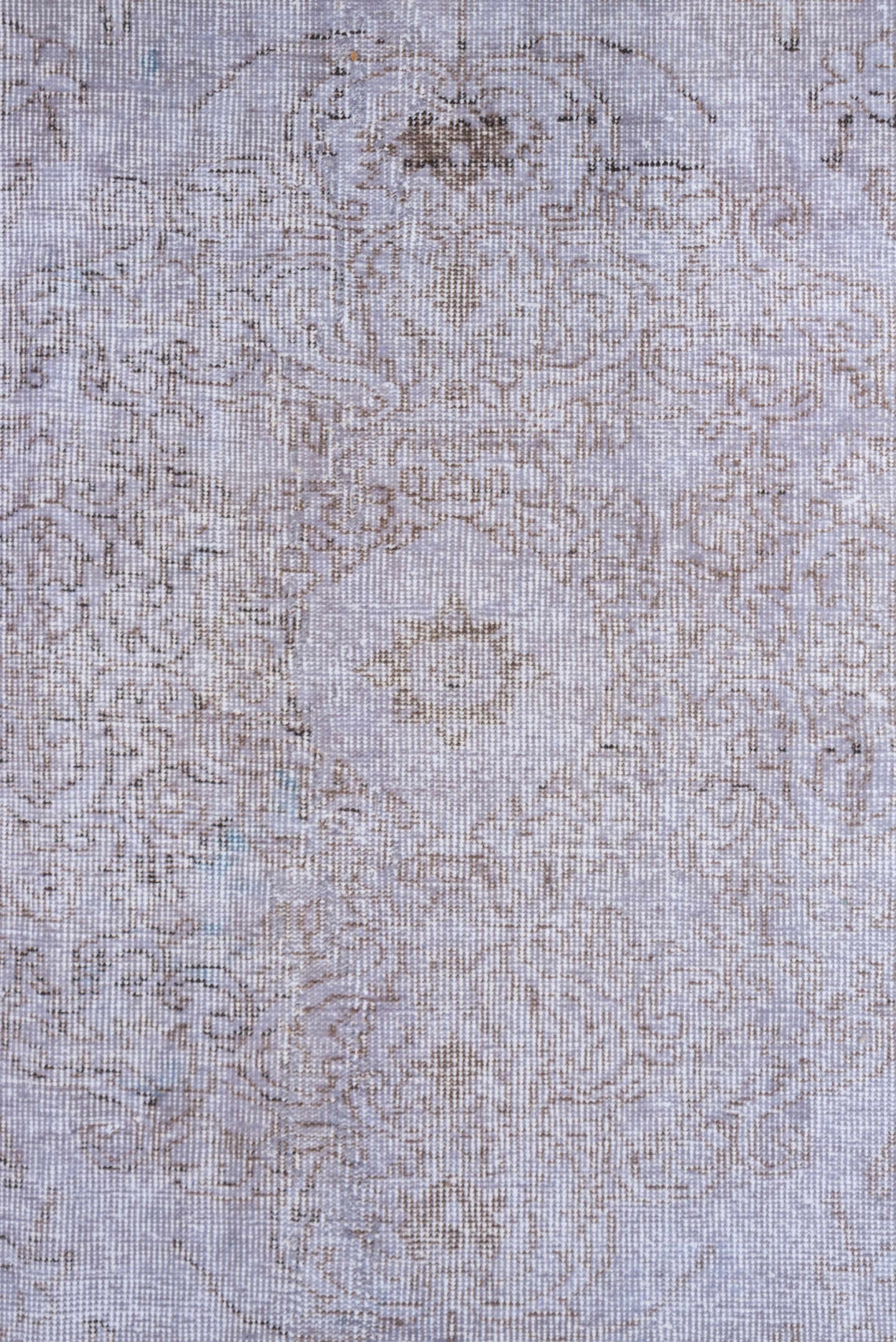 6' x 9' one-of-a-kind handmade antique Overdyed medium size rug. Color palette: ivory, blush, taupe, beige, pale lavender