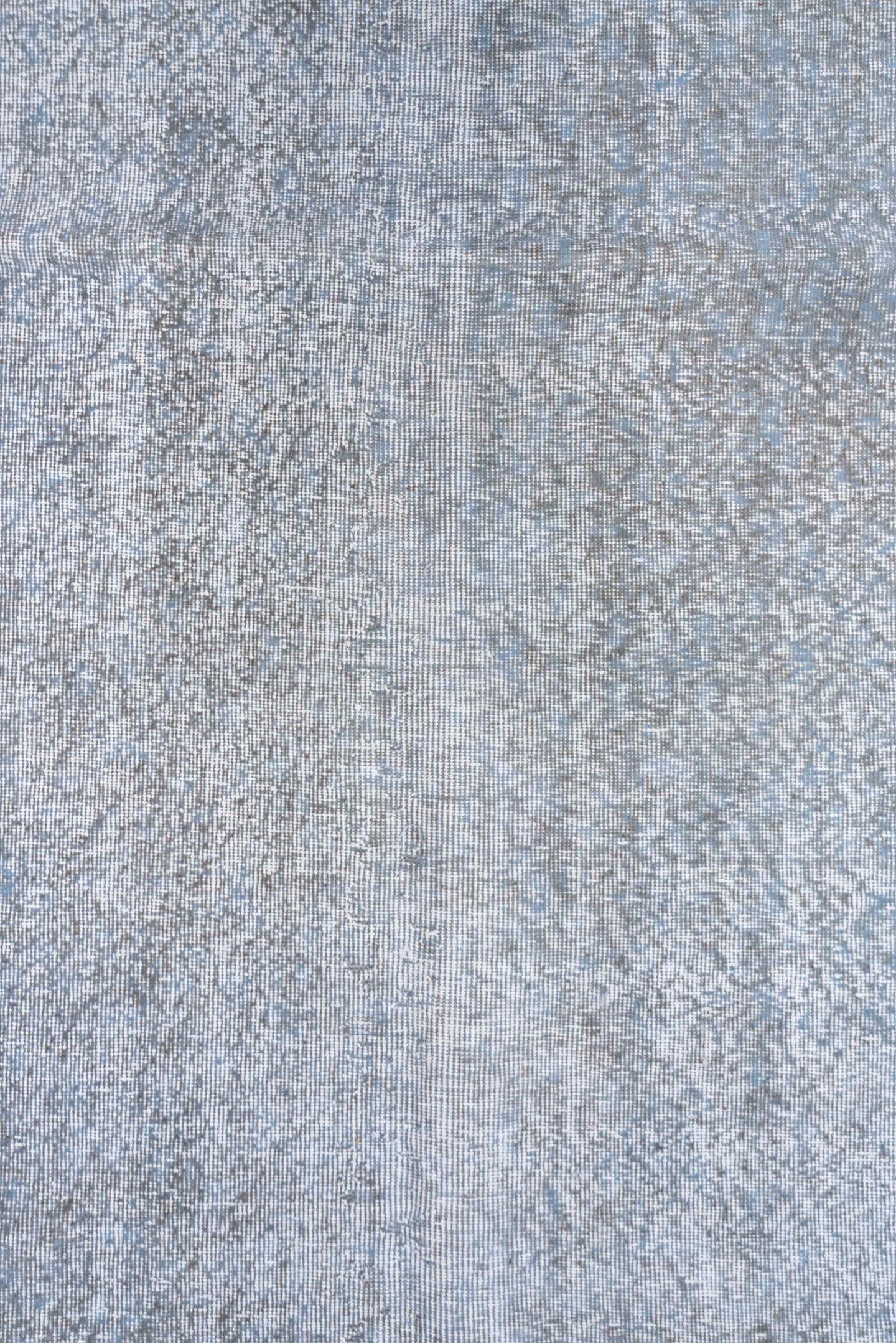 6' x 9' one-of-a-kind handmade antique Overdyed medium size rug. Color palette: ivory, pale blue, silver, taupe, gray
