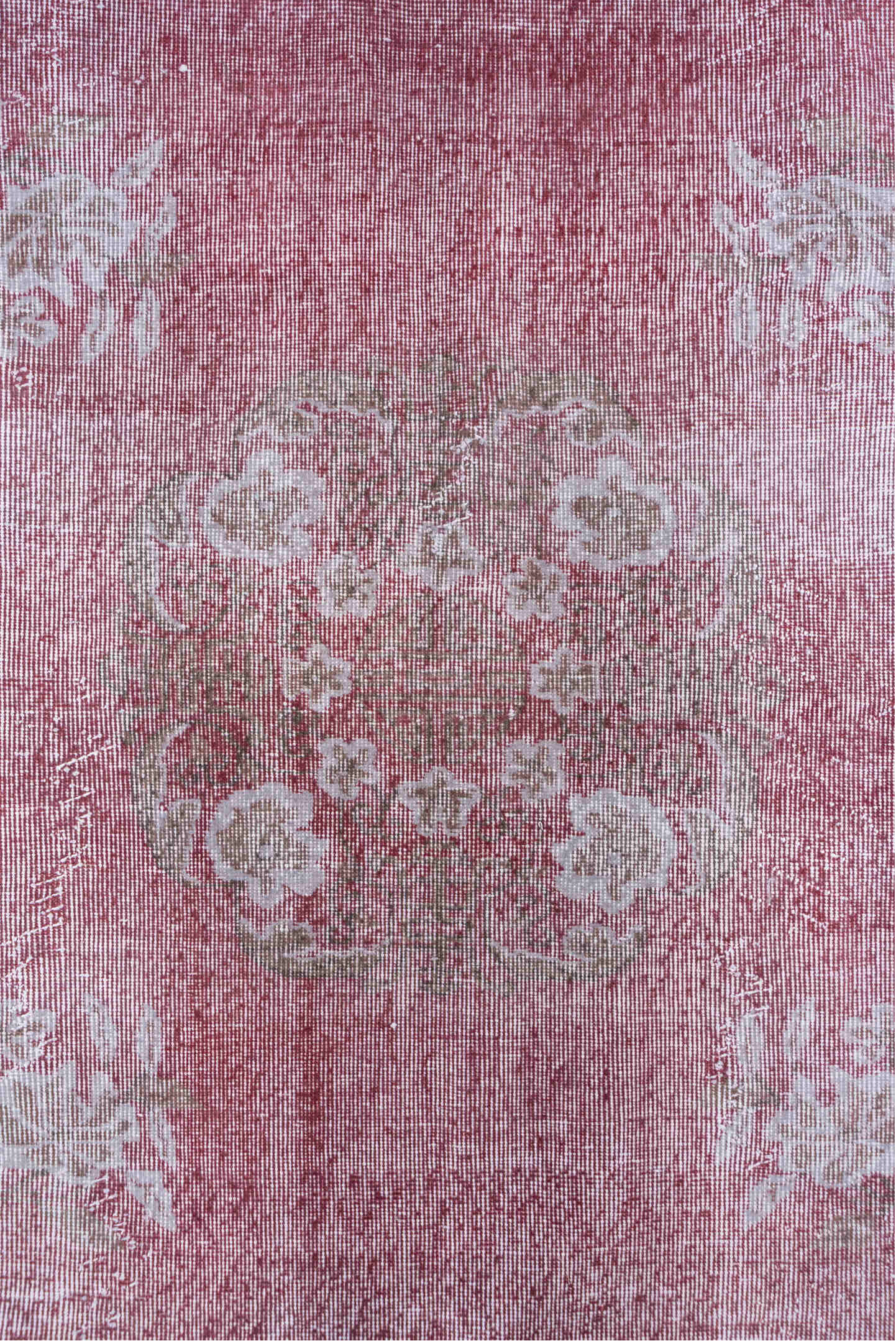 6' x 9' one-of-a-kind handmade antique Sparta medium size rug. Color palette: rose, ivory, blush, taupe, dusty pink, sage
