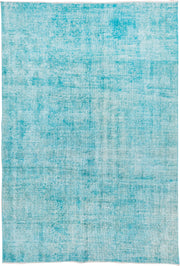 5' x 7' one-of-a-kind handmade antique Overdyed rug. Color palette: aqua, turquoise, ivory, teal