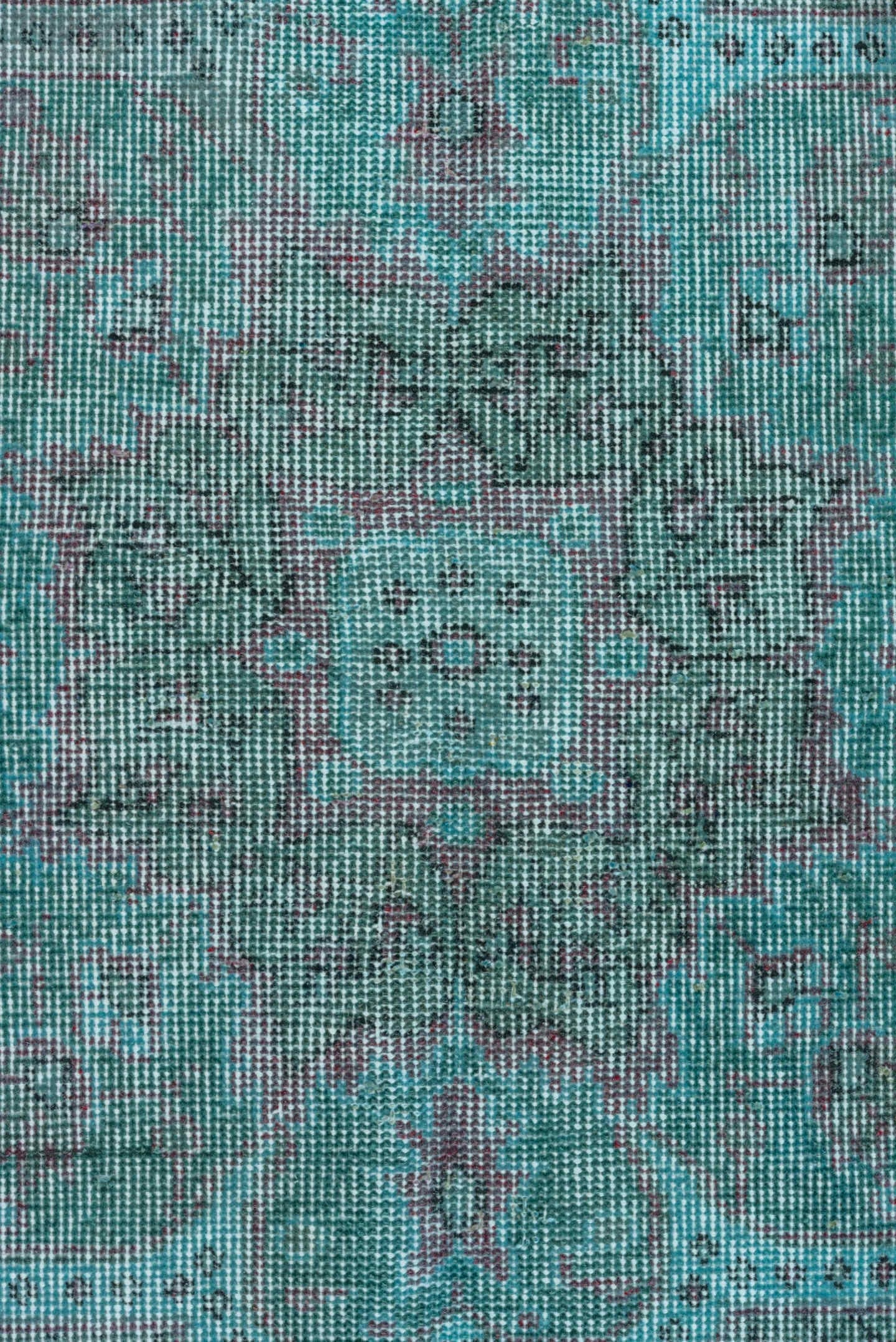 5' x 9' one-of-a-kind handmade antique Overdyed medium size rug. Color palette: turquoise, aqua, lavender, charcoal, teal