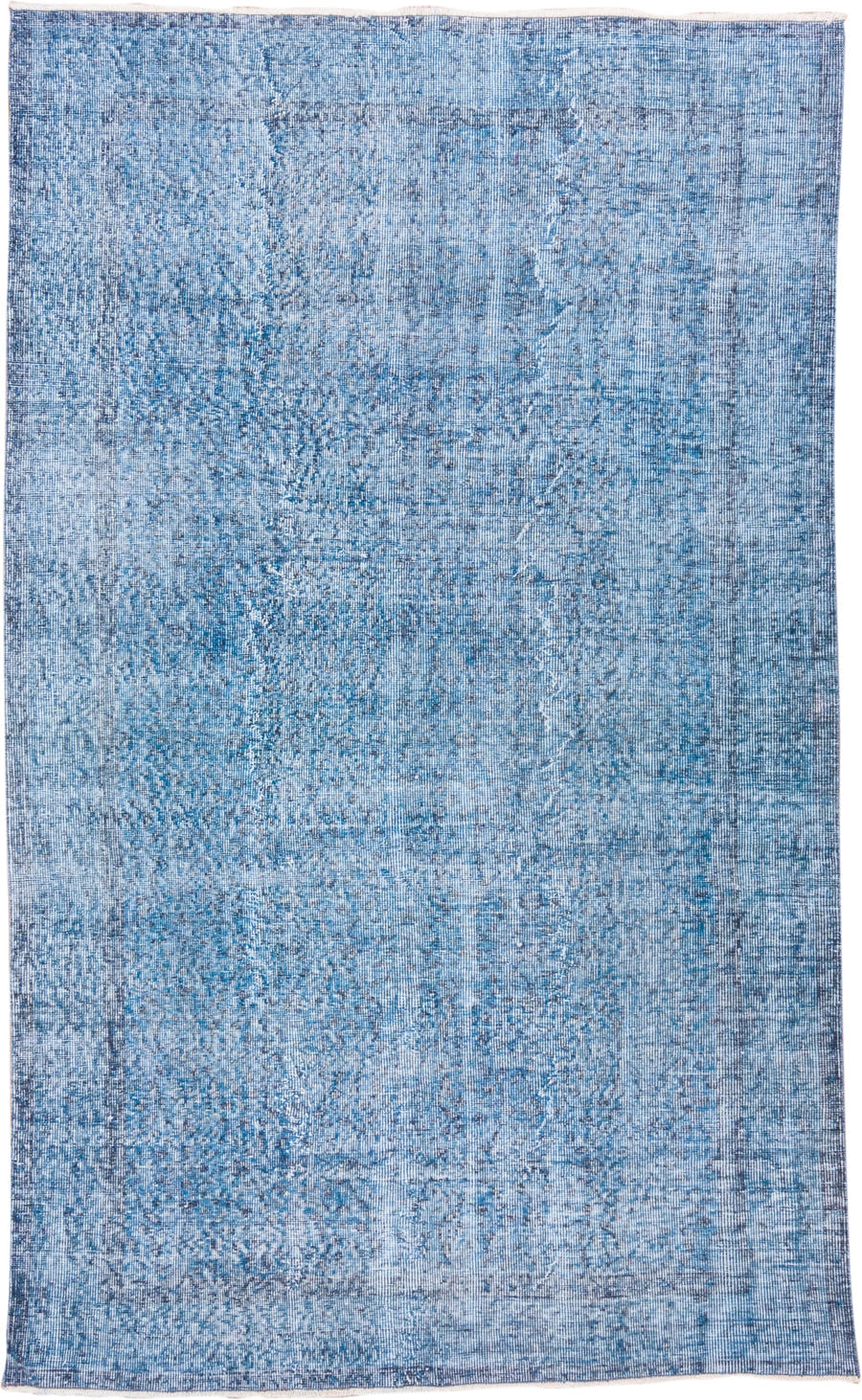 5' x 9' one-of-a-kind handmade antique Overdyed medium size rug. Color palette: sky blue, powder blue, ice blue, slate