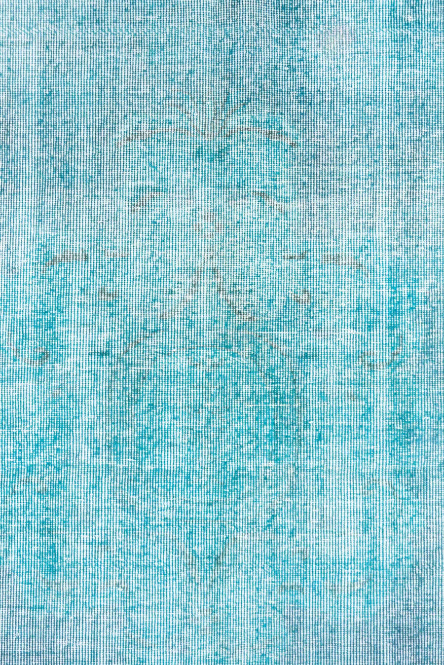 6' x 8' one-of-a-kind handmade antique Overdyed medium size rug. Color palette: aqua, ivory, sky blue, teal, light blue