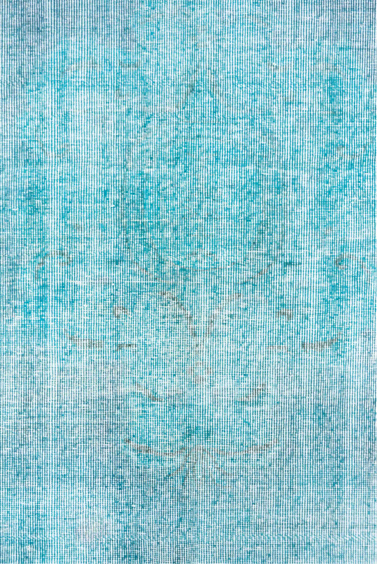 6' x 8' one-of-a-kind handmade antique Overdyed medium size rug. Color palette: aqua, ivory, sky blue, teal, light blue