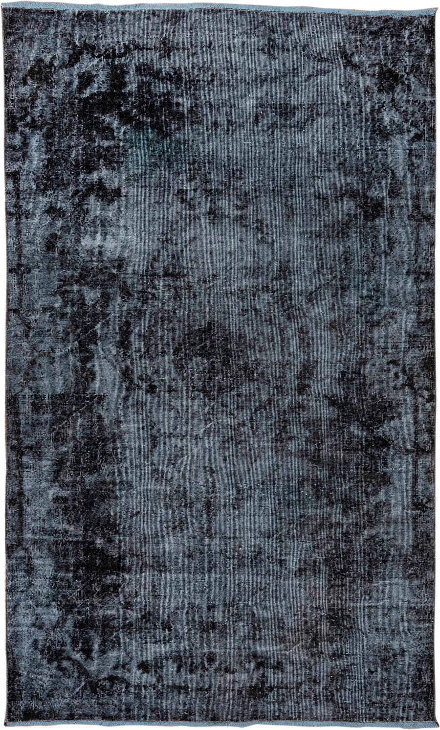 5' x 8' one-of-a-kind handmade antique Sparta medium size rug. Color palette: slate, charcoal, steel_blue, blue_gray, ebony