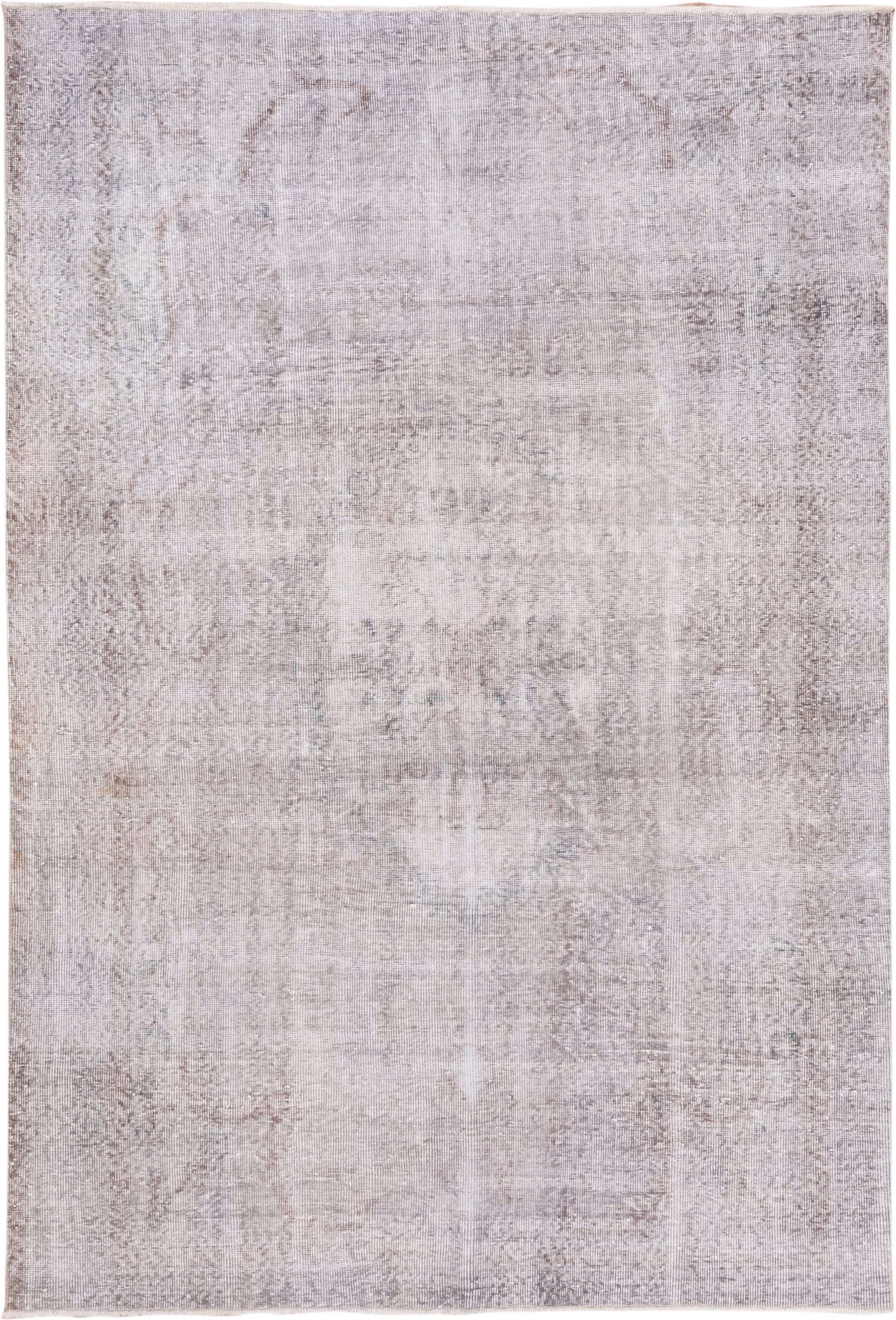 6' x 8' one-of-a-kind handmade antique Overdyed medium size rug. Color palette: ivory, taupe, beige, stone, pale gray, gray
