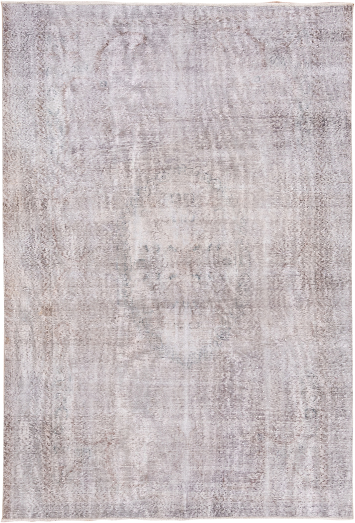 6' x 8' one-of-a-kind handmade antique Overdyed medium size rug. Color palette: ivory, taupe, beige, stone, pale gray, gray