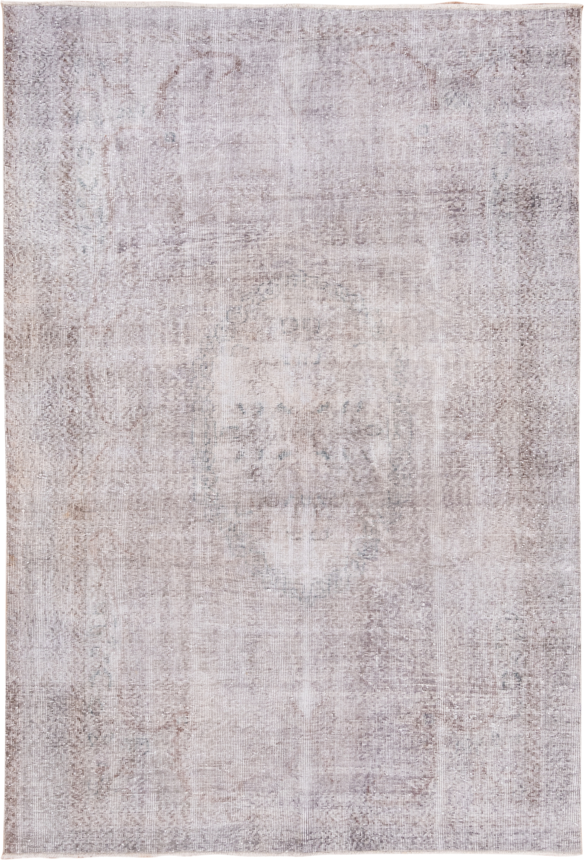 6' x 8' one-of-a-kind handmade antique Overdyed medium size rug. Color palette: ivory, taupe, beige, stone, pale gray, gray