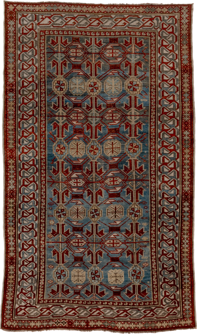 5' x 9' one-of-a-kind handmade vintage Caucasian medium size rug. Color palette: black, brown, charcoal, dim gray, gray