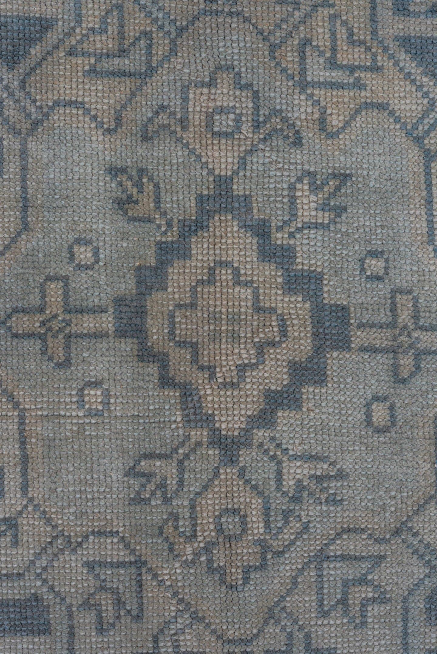 10' x 11' one-of-a-kind handmade antique Oushak large size rug. Color palette: ivory, slate, taupe, gray, charcoal, beige