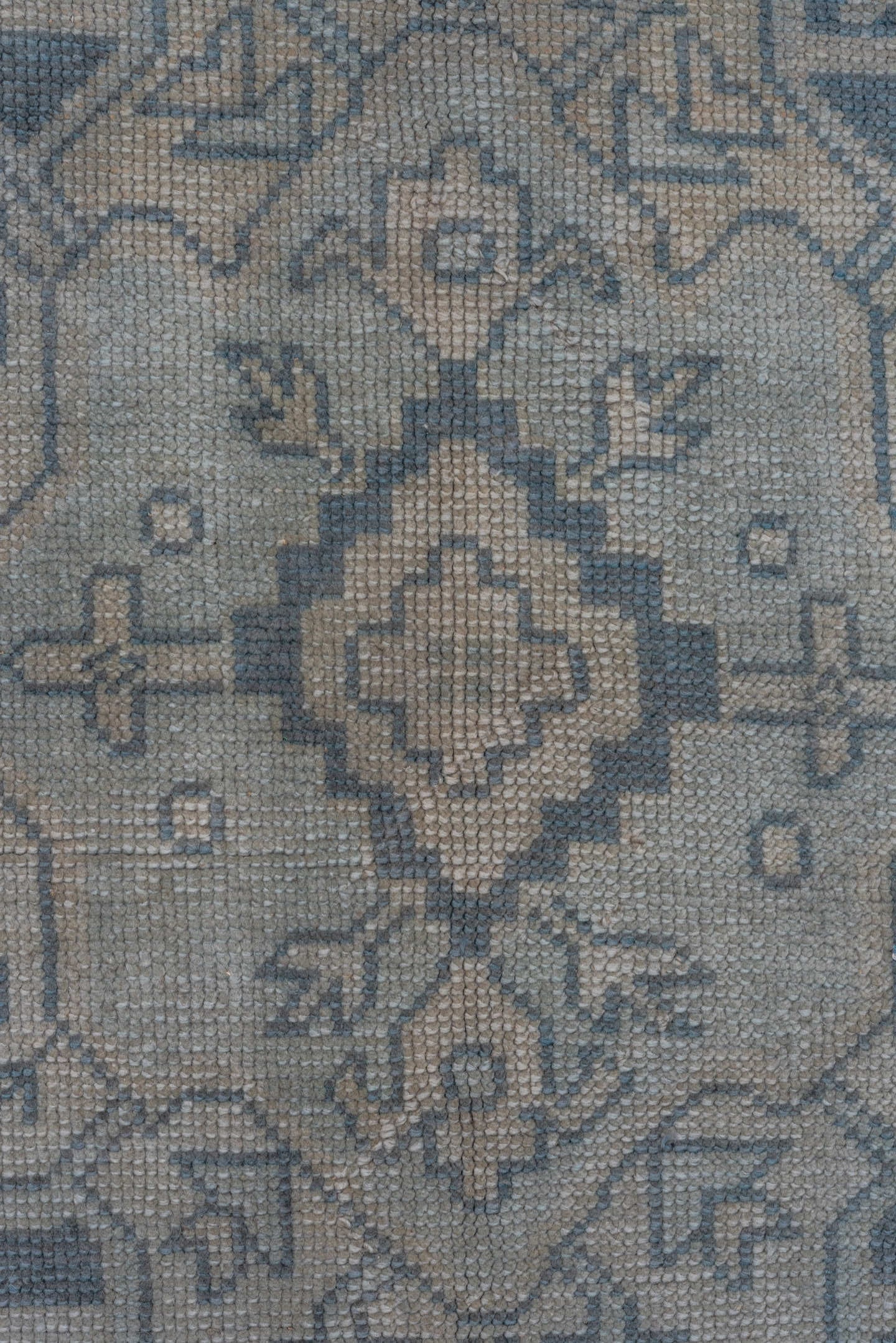10' x 11' one-of-a-kind handmade antique Oushak large size rug. Color palette: ivory, slate, taupe, gray, charcoal, beige