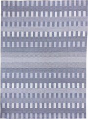 10' x 14' one-of-a-kind handmade vintage Kilim large size rug. Color palette: blue, ivory, slate, gray