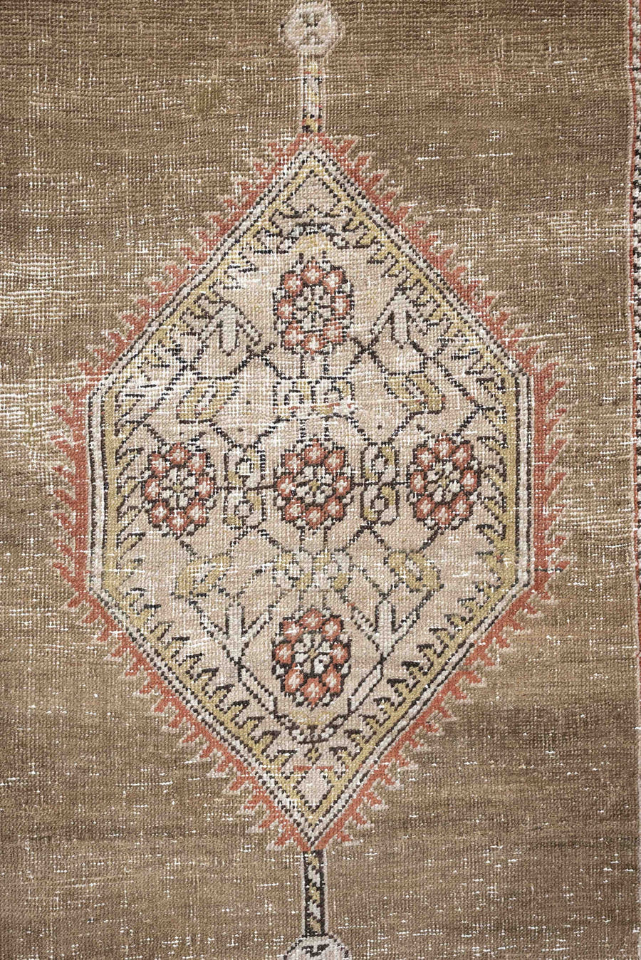3' x 17' one-of-a-kind handmade antique NW Persian runner rug. Color palette: taupe, ivory, camel, pale blue, terracotta