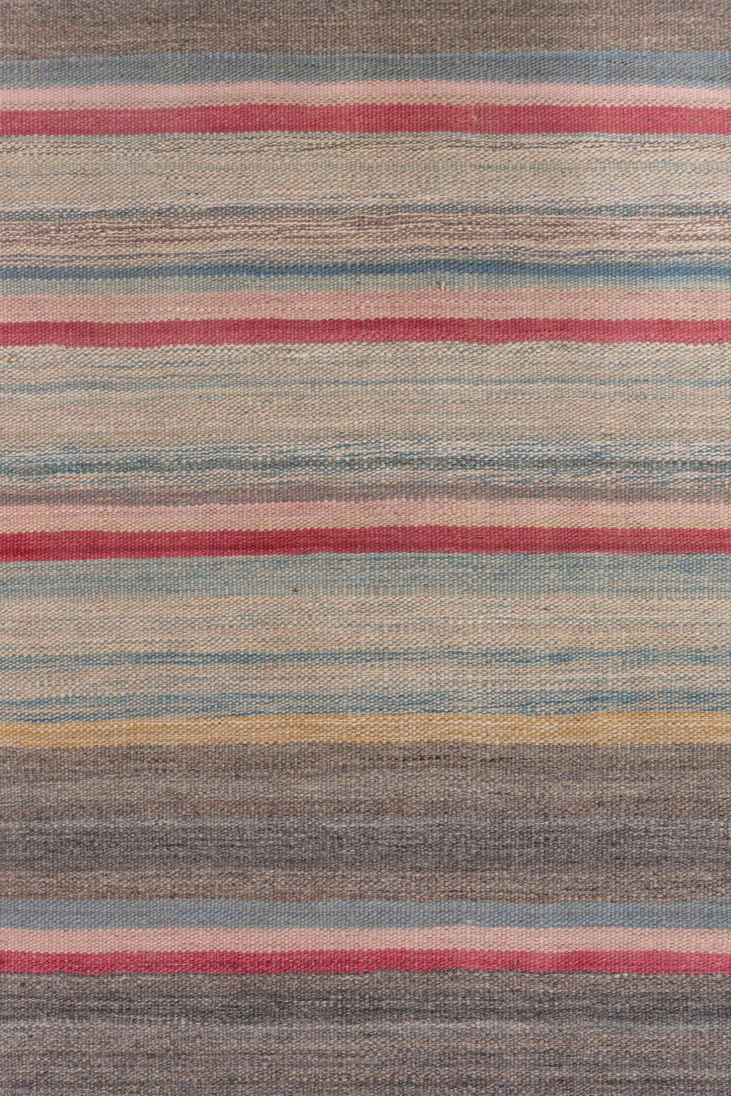 2' x 11' one-of-a-kind handmade vintage Kilim runner rug. Color palette: taupe, rose, ivory, slate, muted_blue, sage, beige
