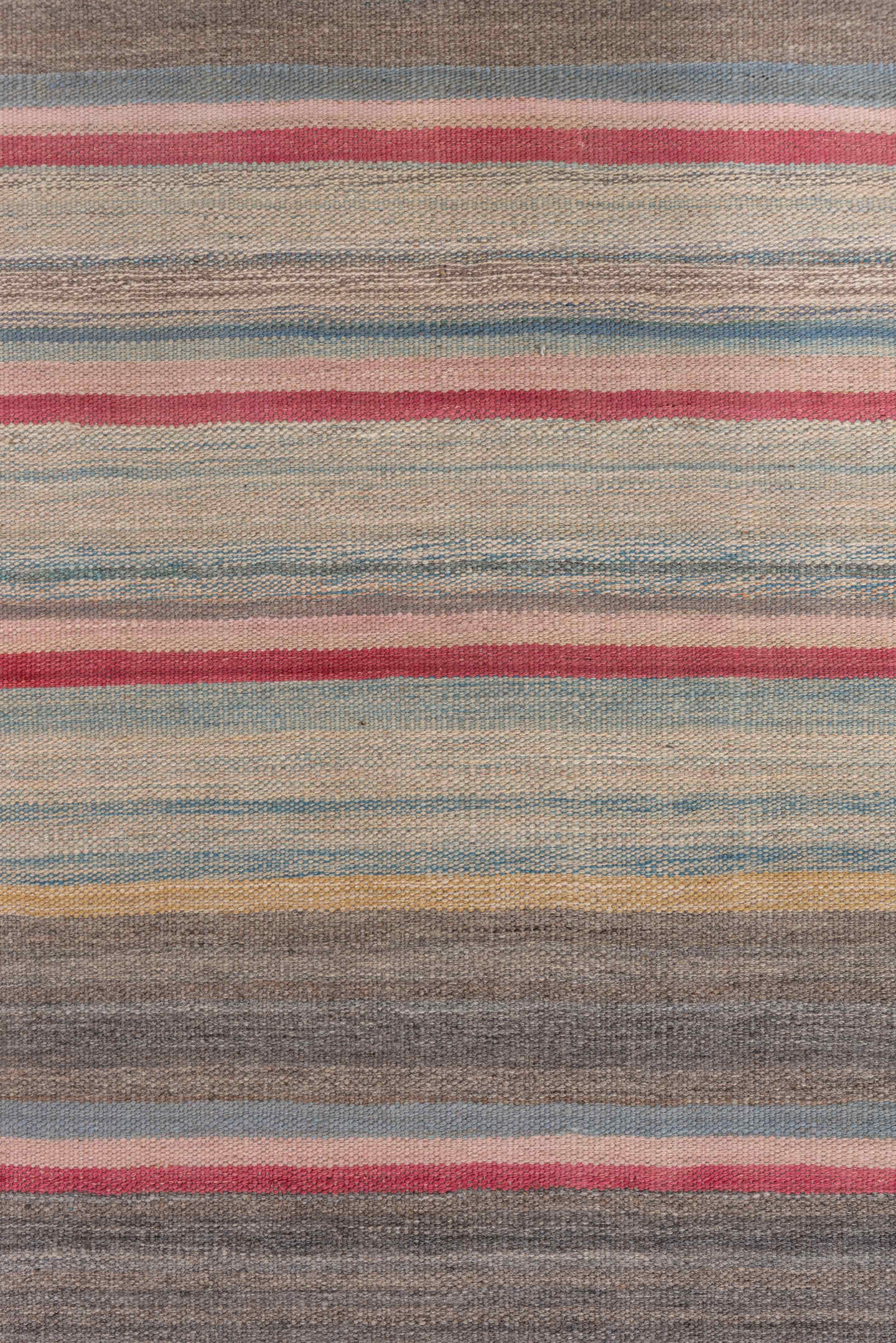 2' x 11' one-of-a-kind handmade vintage Kilim runner rug. Color palette: taupe, rose, ivory, slate, muted_blue, sage, beige