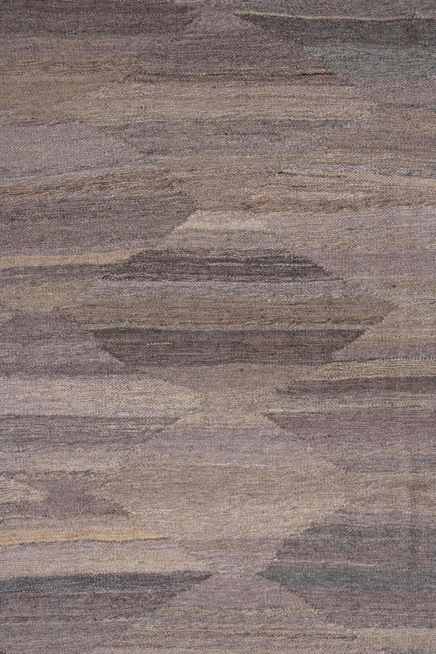 8' x 11' one-of-a-kind handmade vintage Kilim large size rug. Color palette: taupe, ivory, gray, beige, camel, greige