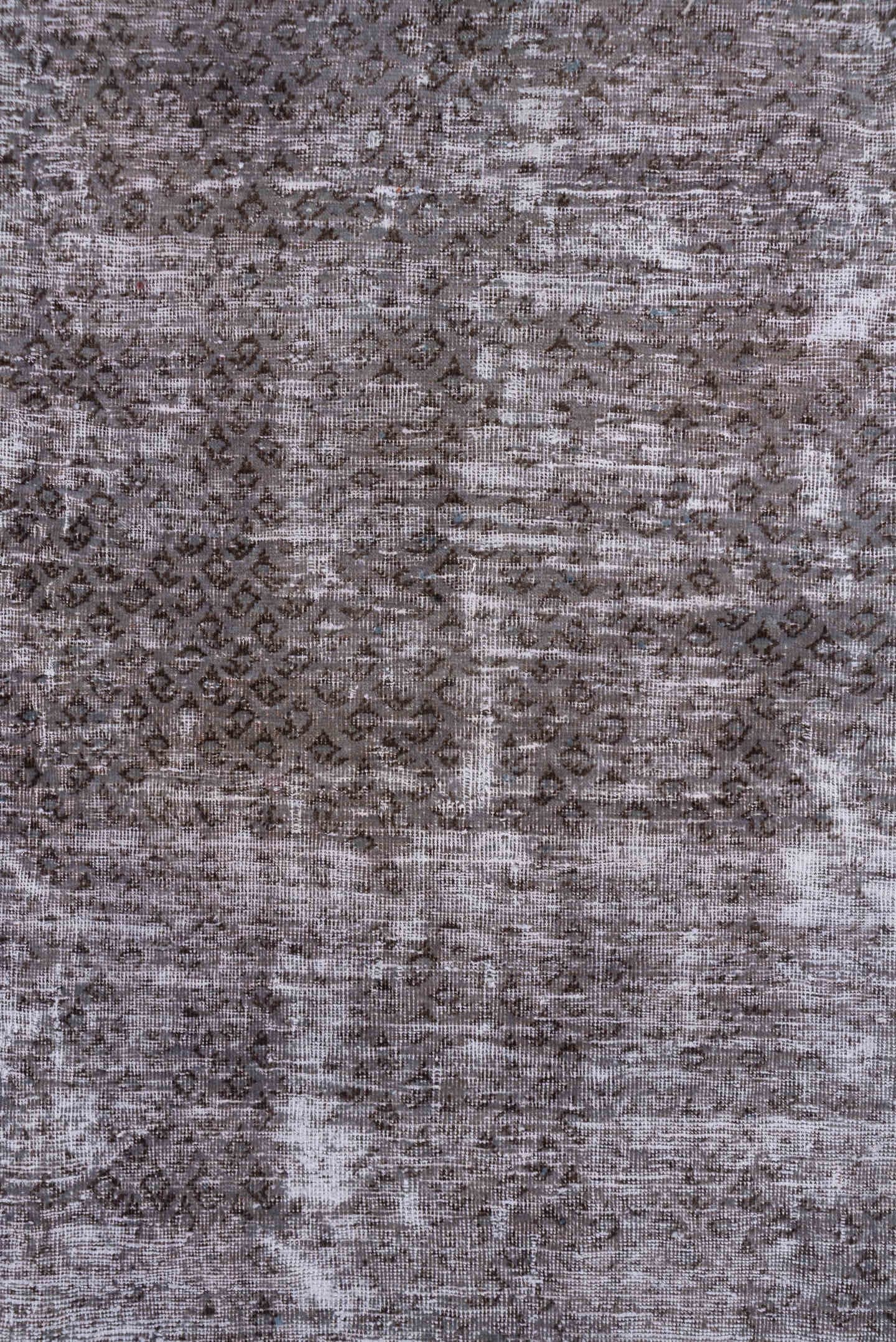 7' x 10' one-of-a-kind handmade vintage Mov large size rug. Color palette: taupe, brown, mauve, ivory, charcoal, beige, gray