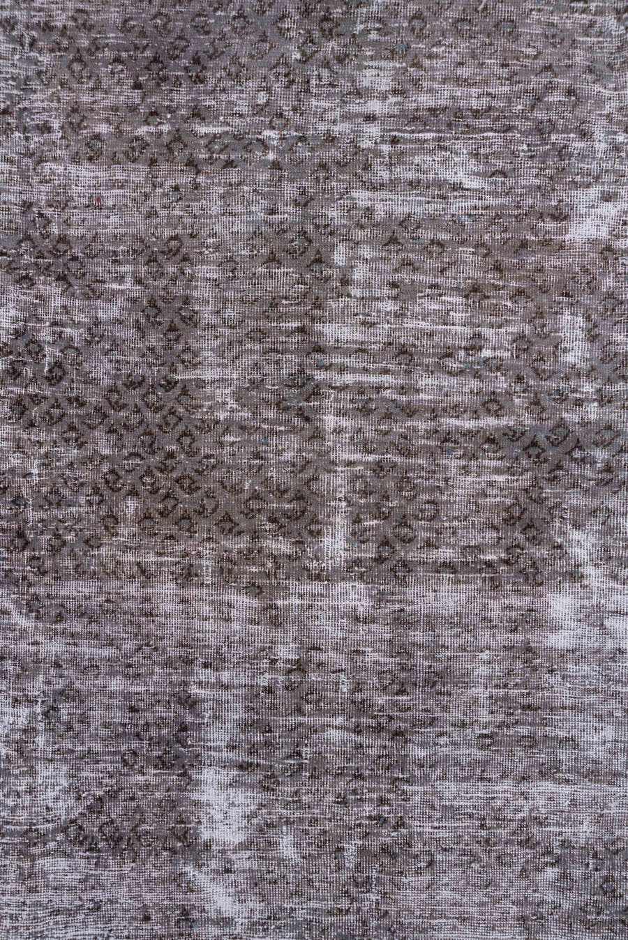 7' x 10' one-of-a-kind handmade vintage Mov large size rug. Color palette: taupe, brown, mauve, ivory, charcoal, beige, gray