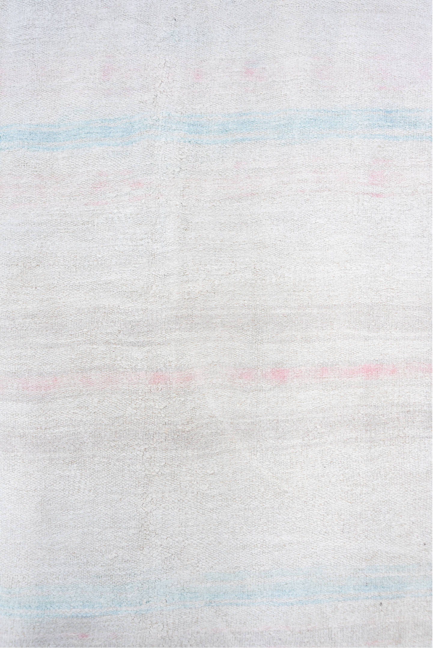 5' x 10' one-of-a-kind handmade vintage Hemp Kilim medium size rug. Color palette: ivory, pale aqua, blush, cream, taupe