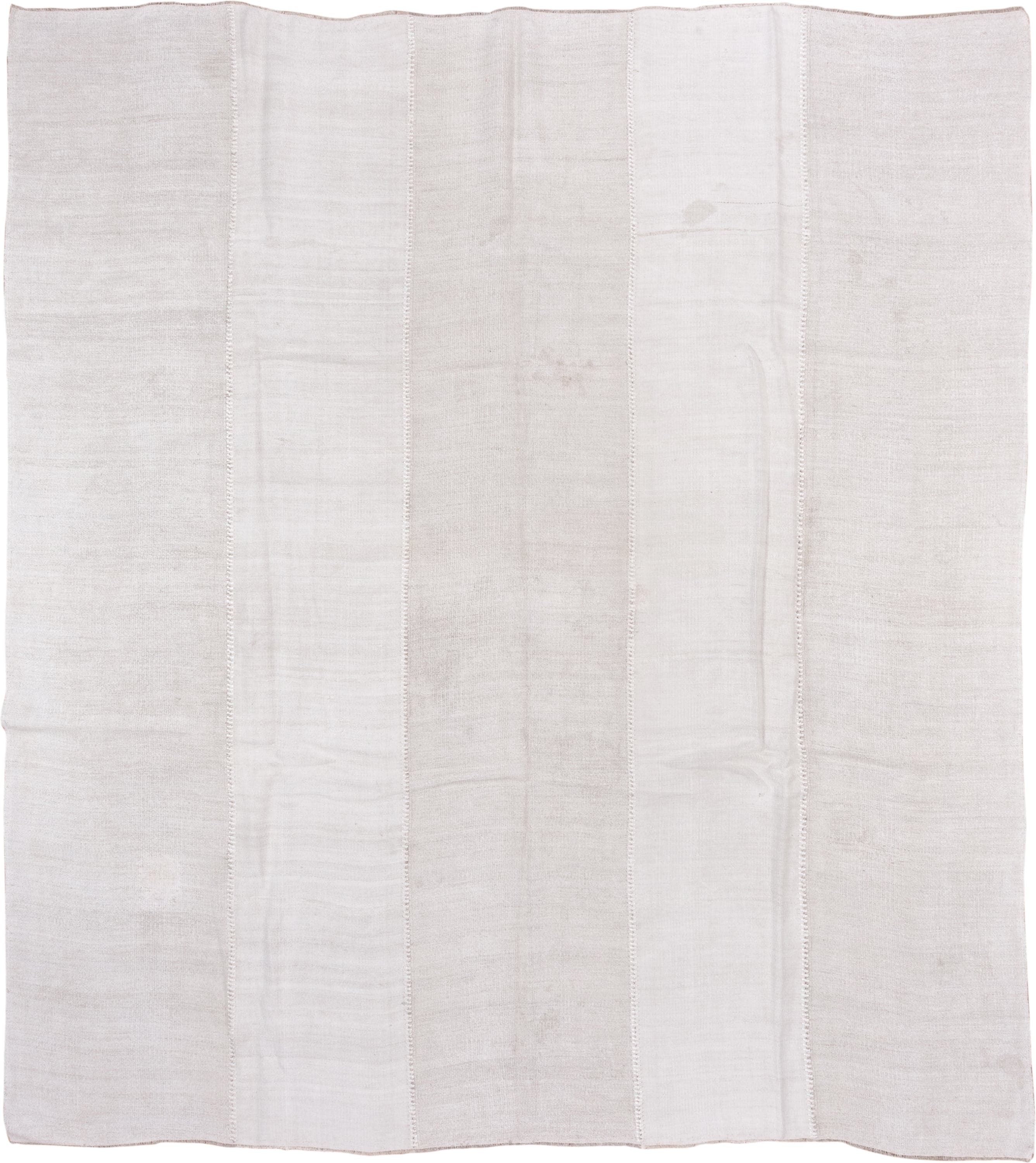 10' x 11' one-of-a-kind handmade vintage Hemp Kilim large size rug. Color palette: ivory, cream, beige, taupe, gray
