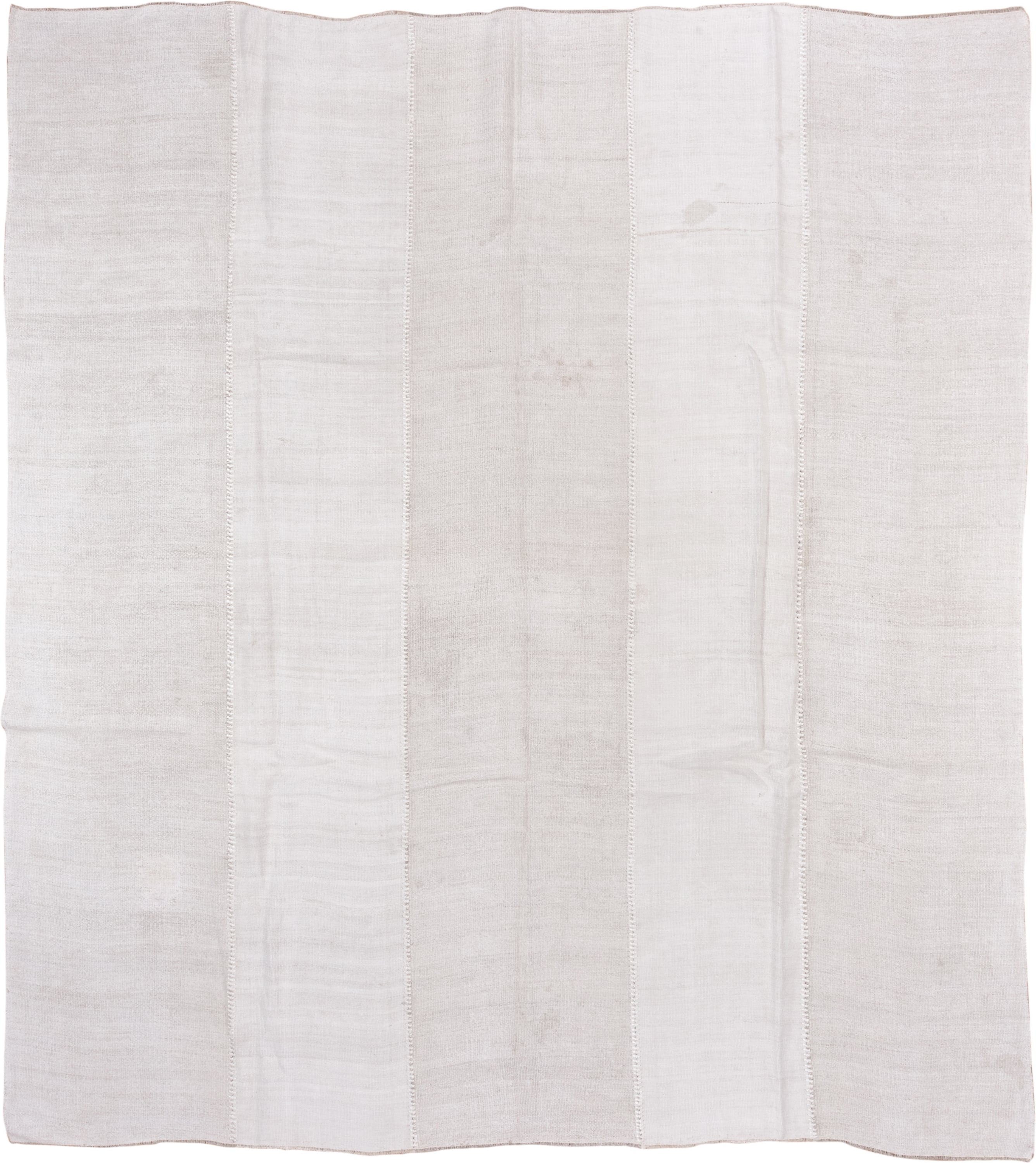 10' x 11' one-of-a-kind handmade vintage Hemp Kilim large size rug. Color palette: ivory, cream, beige, taupe, gray