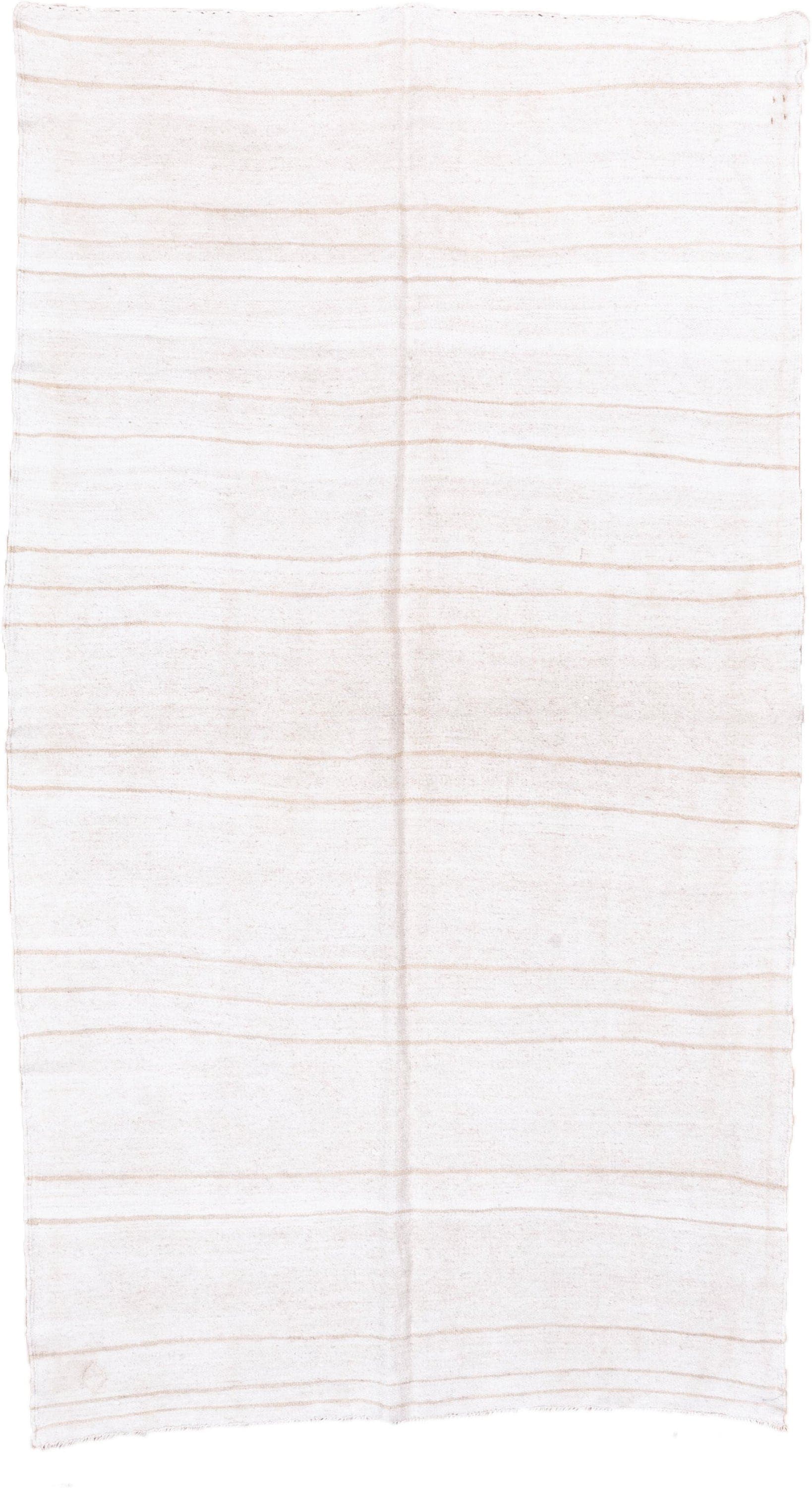 5' x 9' one-of-a-kind handmade vintage Hemp Kilim medium size rug. Color palette: ivory, cream, tan, taupe, beige, gray