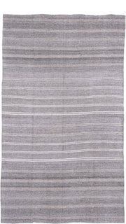 7' x 13' one-of-a-kind handmade vintage Flatweave large size rug. Color palette: gray, ivory, taupe, beige