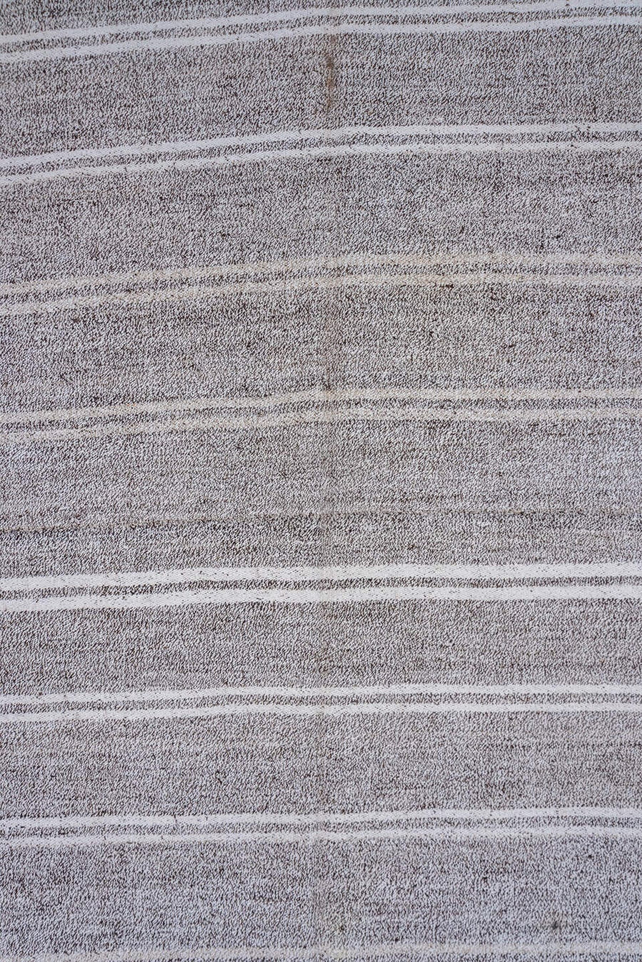 7' x 13' one-of-a-kind handmade vintage Flatweave large size rug. Color palette: gray, ivory, taupe, beige