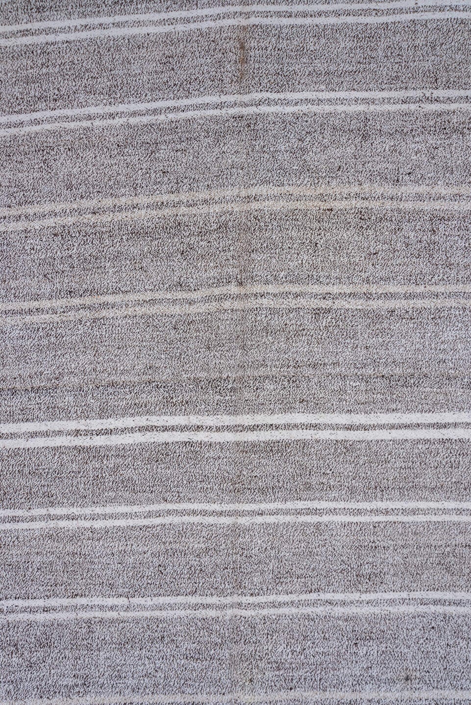 7' x 13' one-of-a-kind handmade vintage Flatweave large size rug. Color palette: gray, ivory, taupe, beige