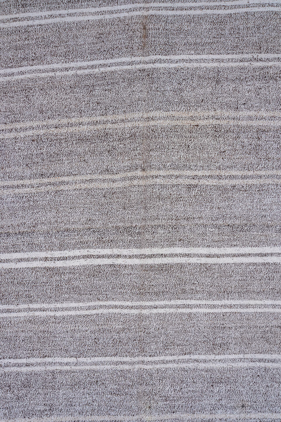 7' x 13' one-of-a-kind handmade vintage Flatweave large size rug. Color palette: gray, ivory, taupe, beige