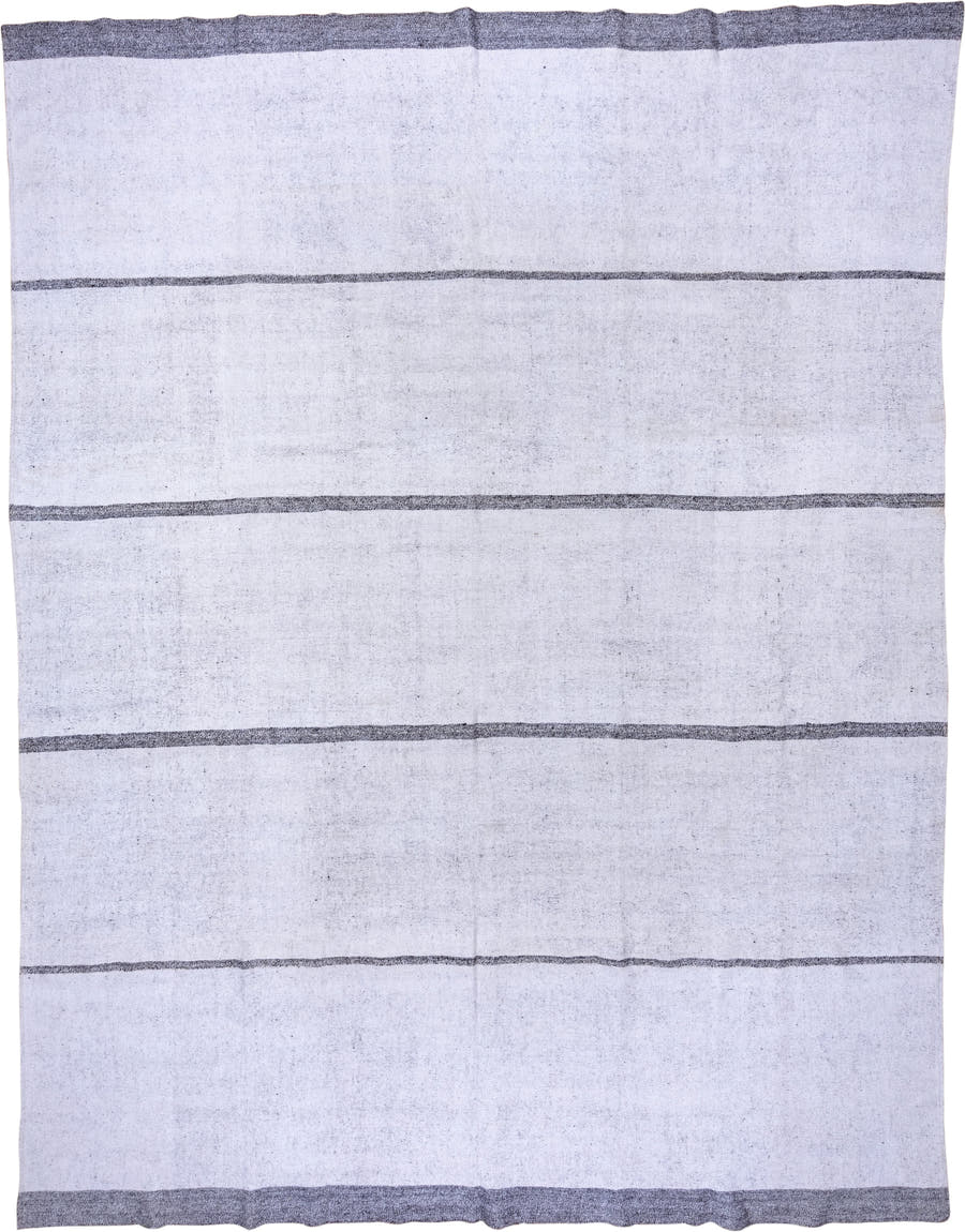 10' x 13' one-of-a-kind handmade vintage Flatweave large size rug. Color palette: ivory, charcoal, gray, black