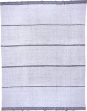 10' x 13' one-of-a-kind handmade vintage Flatweave large size rug. Color palette: ivory, charcoal, gray, black