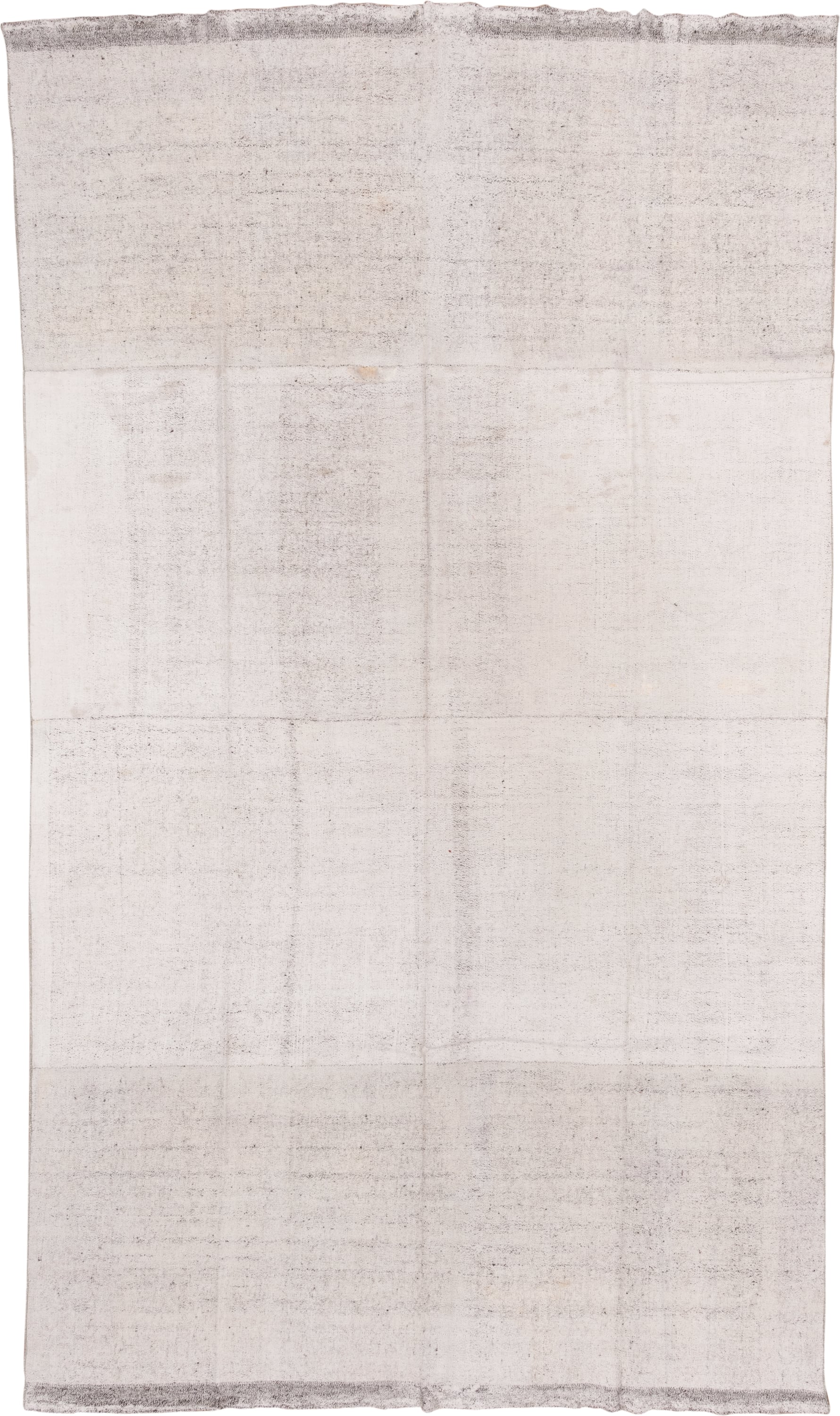 8' x 14' one-of-a-kind handmade vintage Flatweave large size rug. Color palette: ivory, cream, taupe, light gray, beige