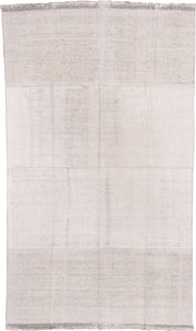 8' x 14' one-of-a-kind handmade vintage Flatweave large size rug. Color palette: ivory, cream, taupe, light gray, beige