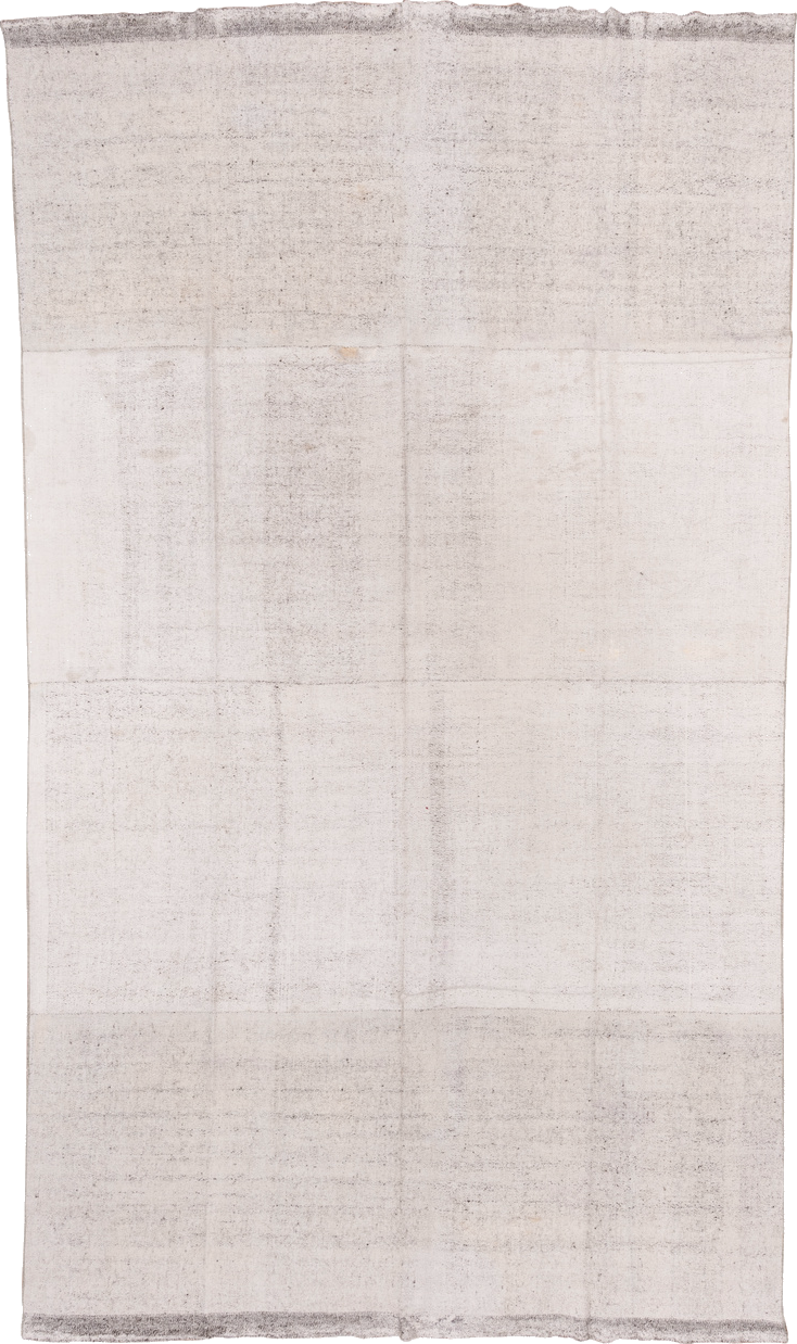 8' x 14' one-of-a-kind handmade vintage Flatweave large size rug. Color palette: dark gray, gainsboro, gray, light gray