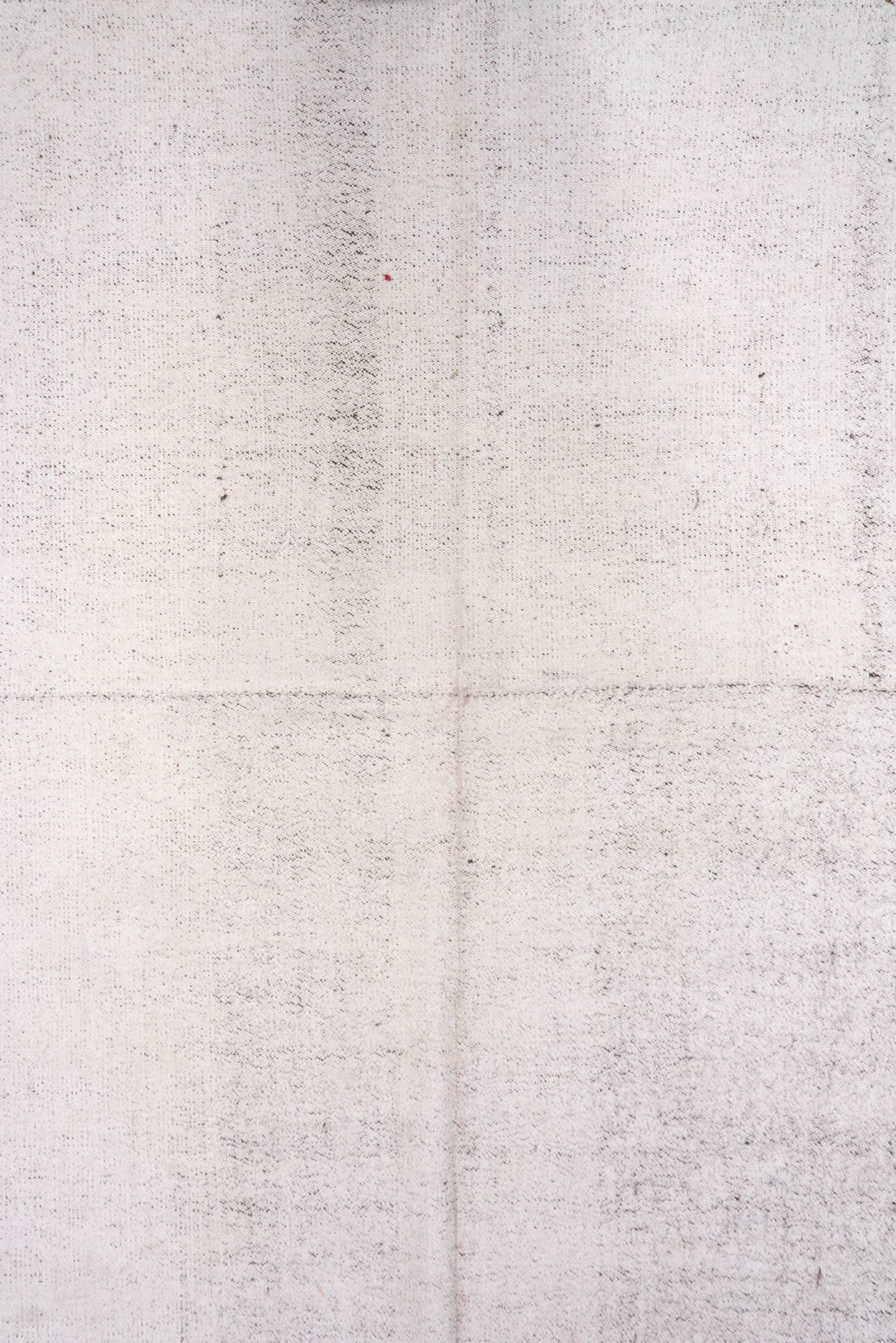 8' x 14' one-of-a-kind handmade vintage Flatweave large size rug. Color palette: ivory, cream, taupe, light gray, beige