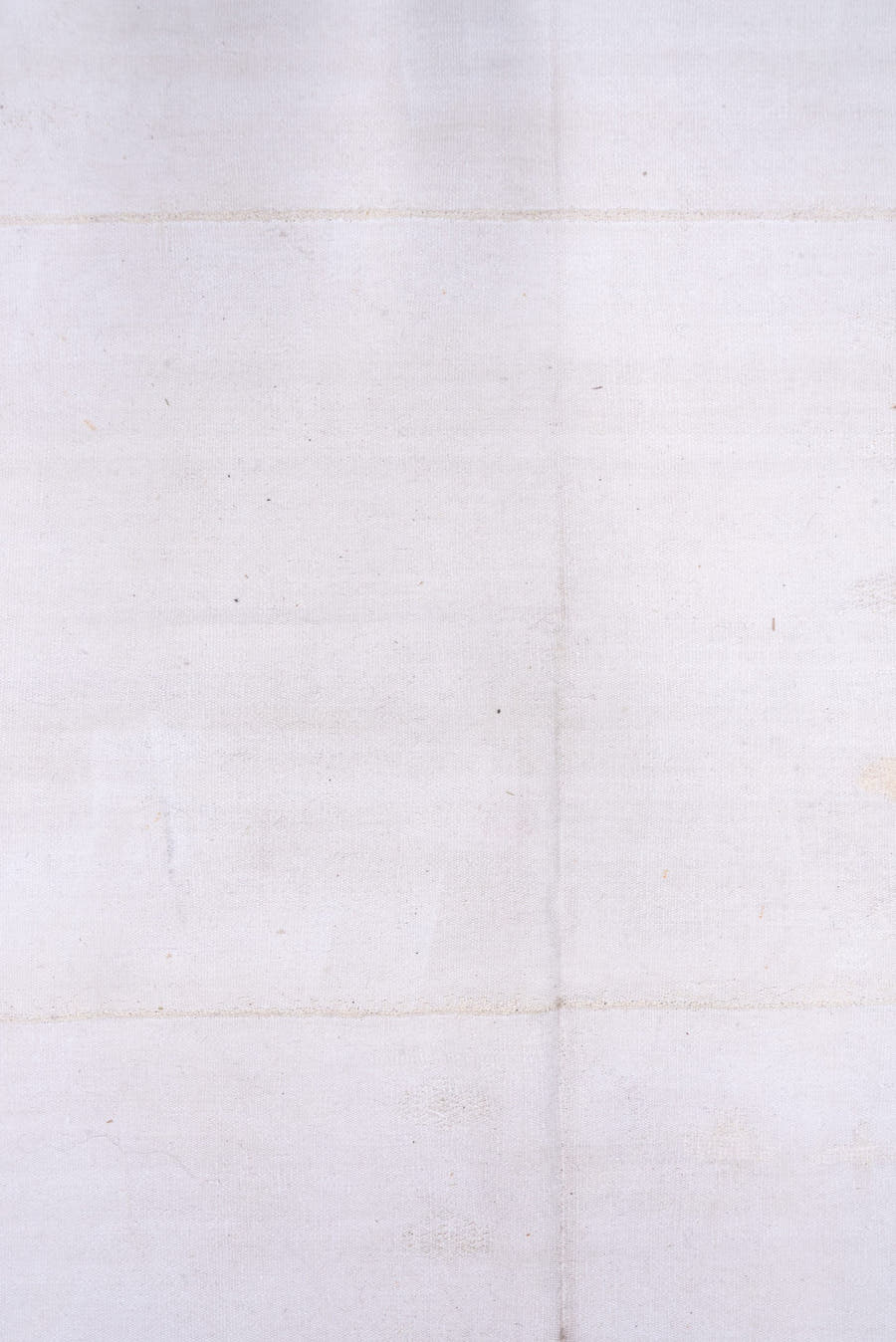 9' x 13' one-of-a-kind handmade vintage Flatweave large size rug. Color palette: ivory, cream, taupe, beige, gray