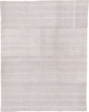 7' x 9' one-of-a-kind handmade vintage Flatweave rug. Color palette: ivory, cream, taupe, beige, light gray, gray