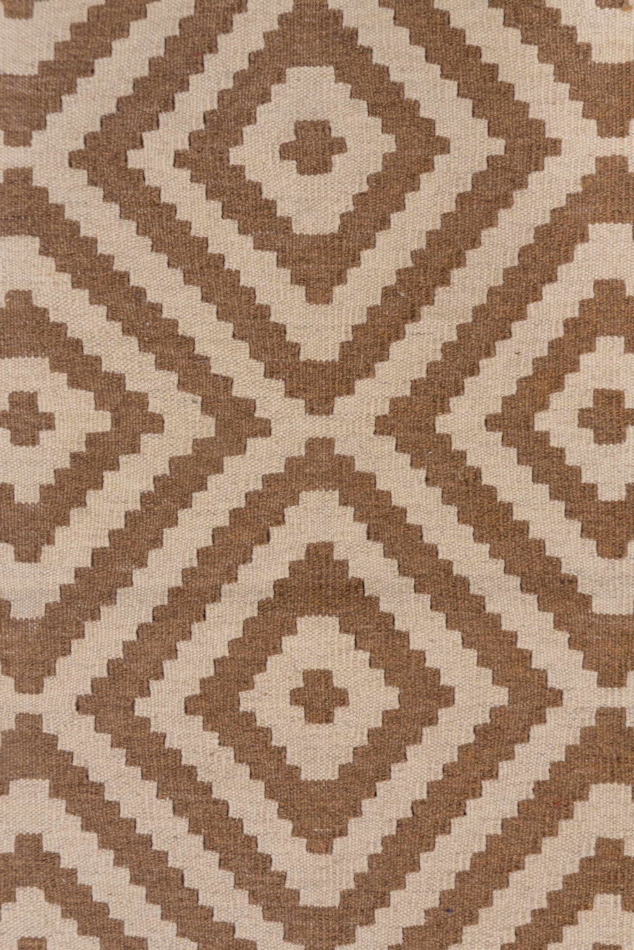 3' x 5' one-of-a-kind handmade vintage Kilim small size rug. Color palette: brown, ivory